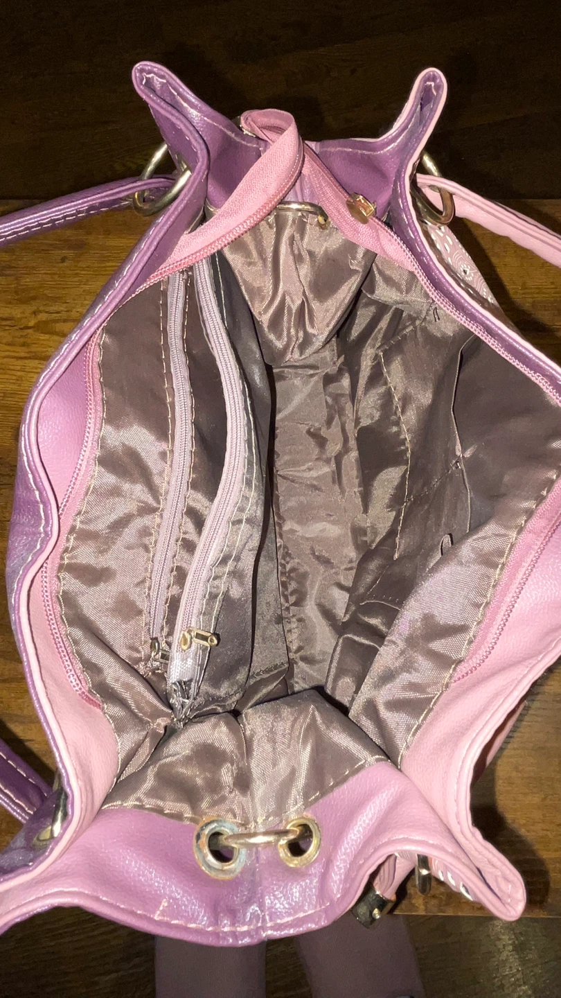 Women's Pink and Purple Ombre Faux Leather Hobo Bag - photo 3