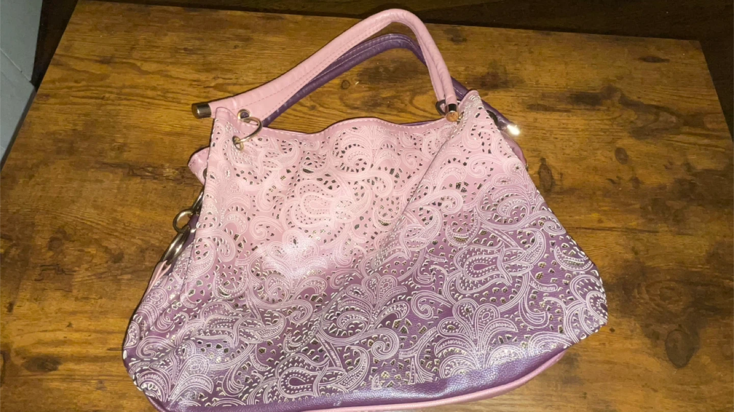 Women's Pink and Purple Ombre Faux Leather Hobo Bag