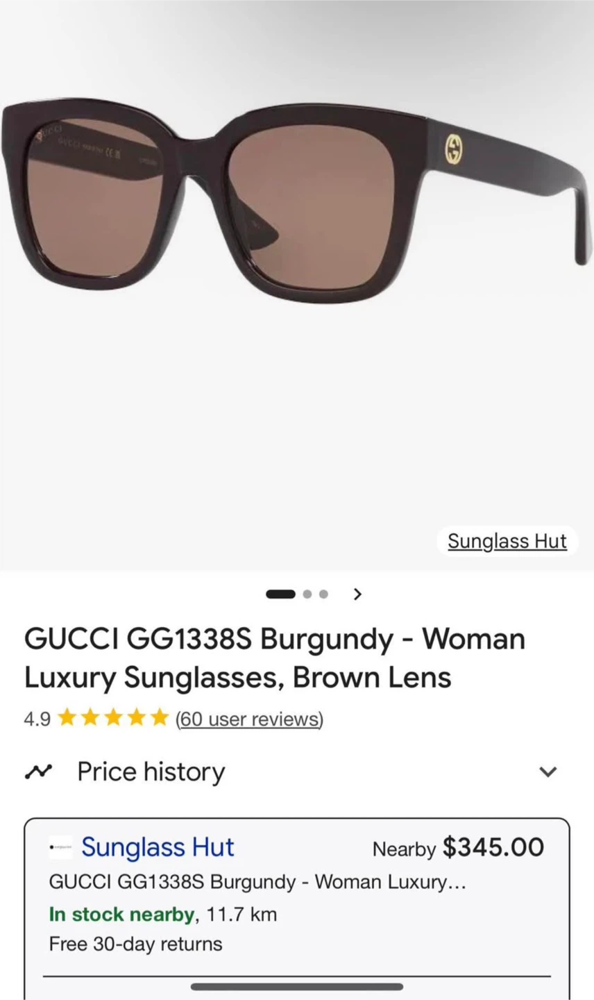 GUCCI GG1338S Burgundy Luxury Sunglasses Brown Lens - photo 4