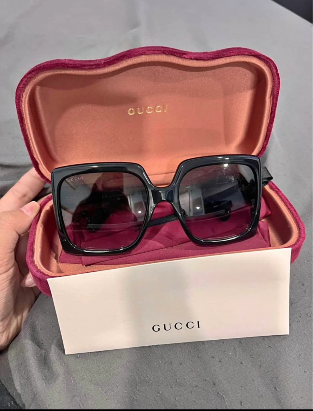 GUCCI GG1338S Burgundy Luxury Sunglasses Brown Lens