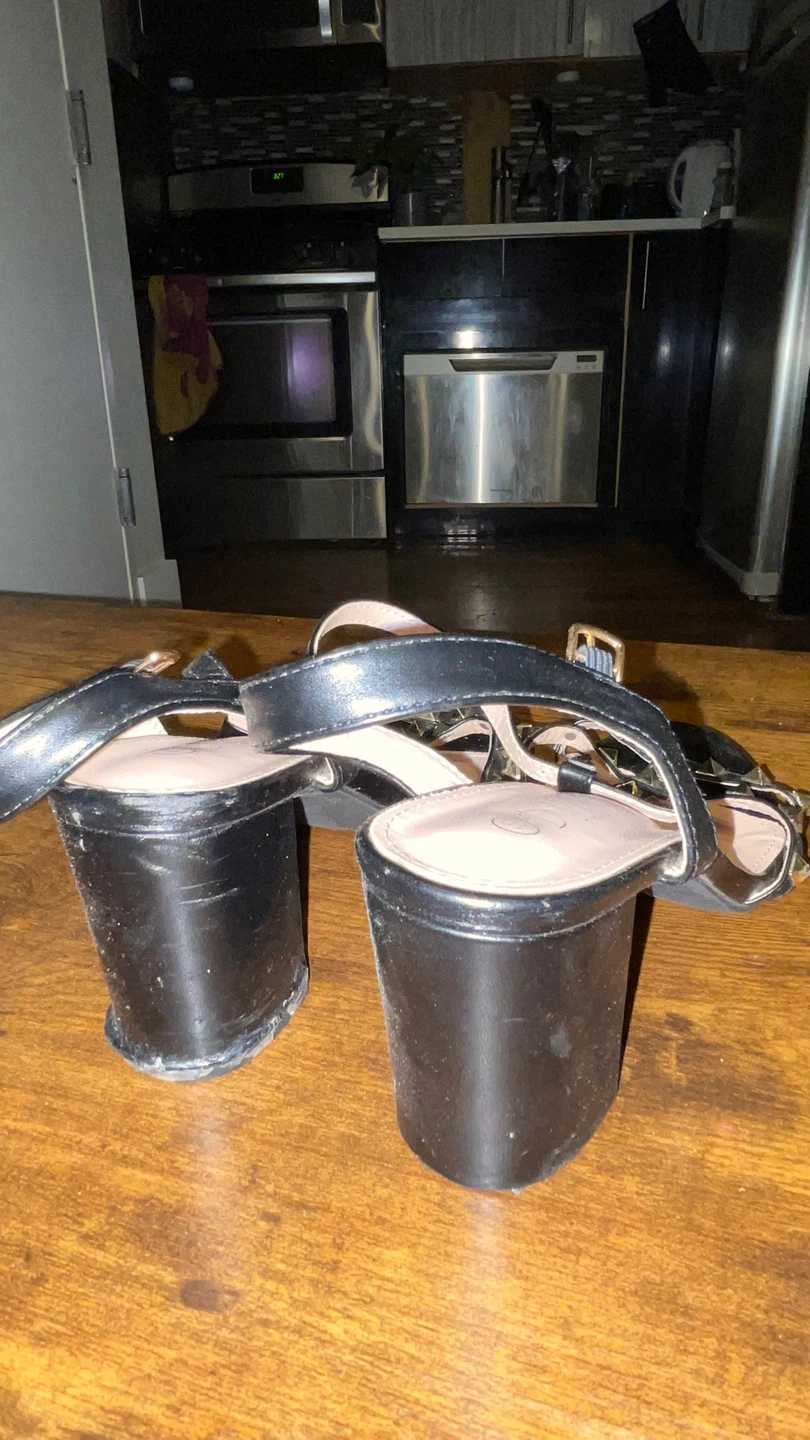 Black Studded Block Heel Sandals - photo 3