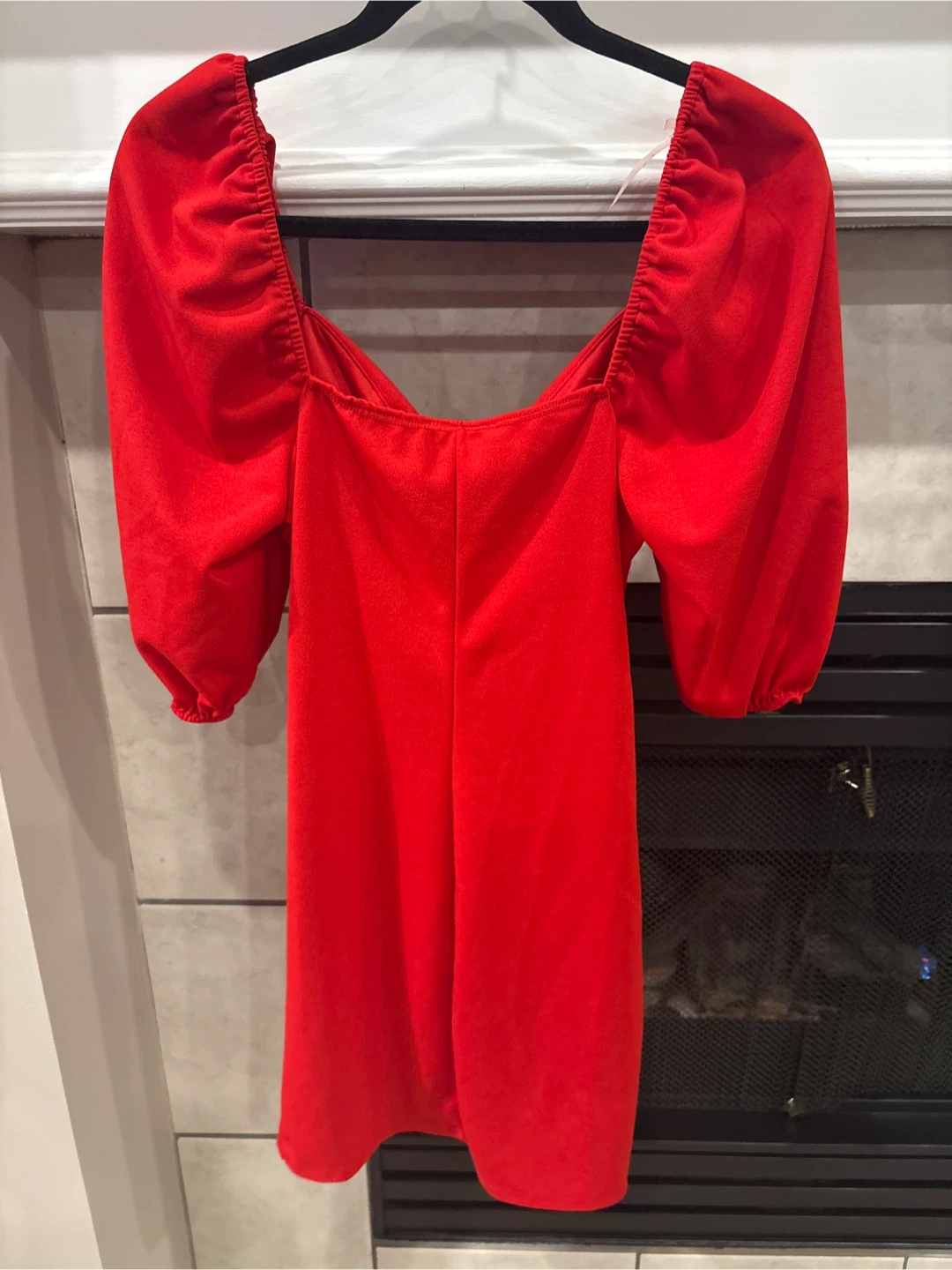 Red Ruched Square Neck Mini Dress - TOP 10 USA - photo 4