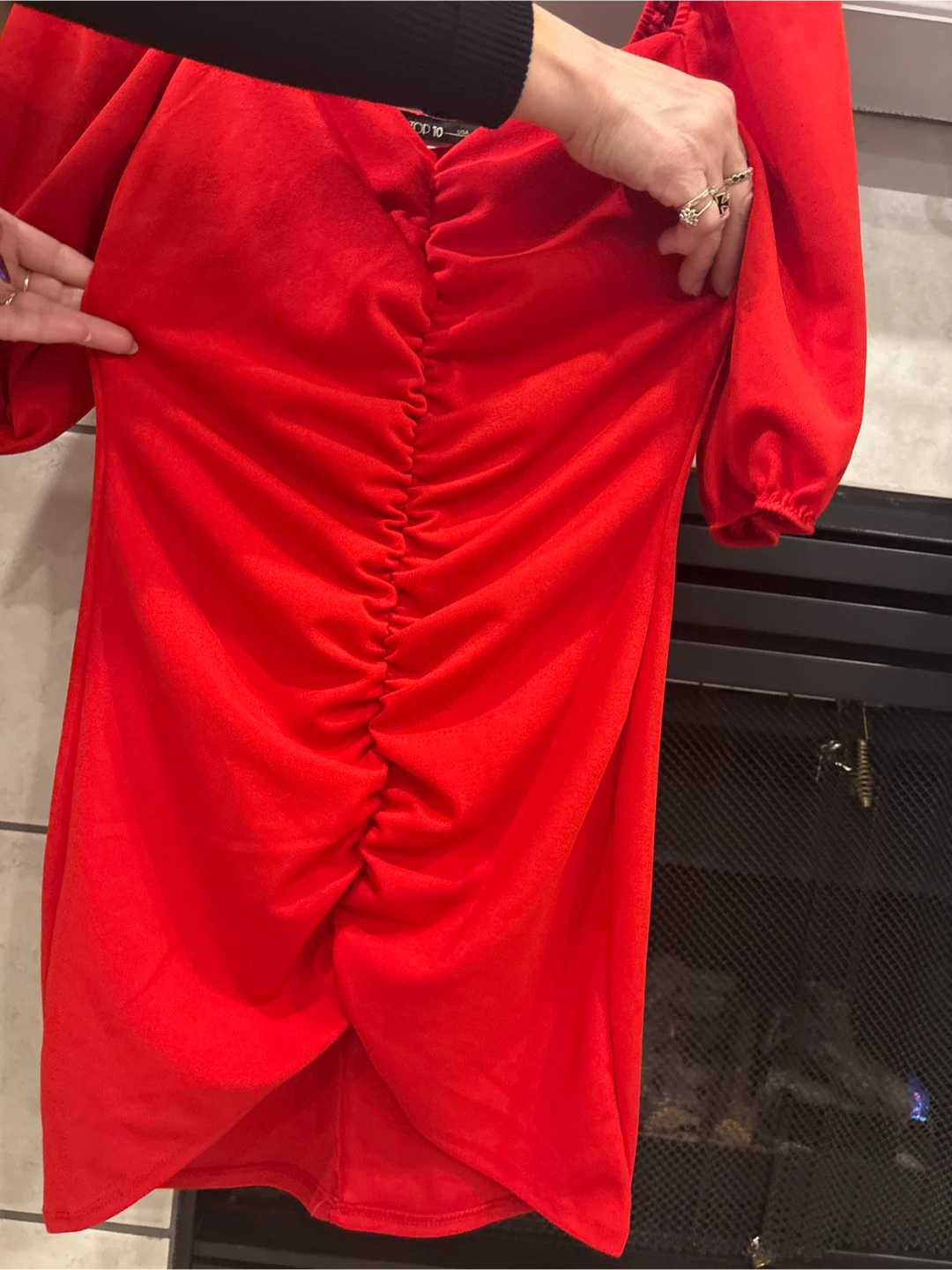 Red Ruched Square Neck Mini Dress - TOP 10 USA - photo 5