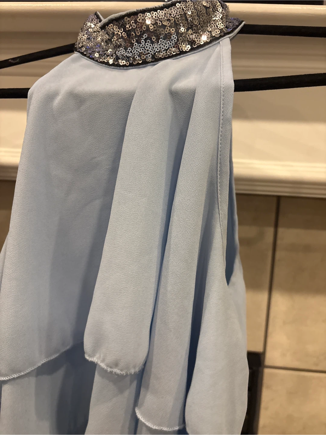 Light Blue Halter Top with Sequin Collar - photo 4