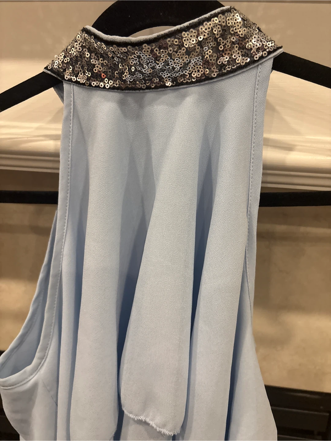 Light Blue Halter Top with Sequin Collar - photo 3