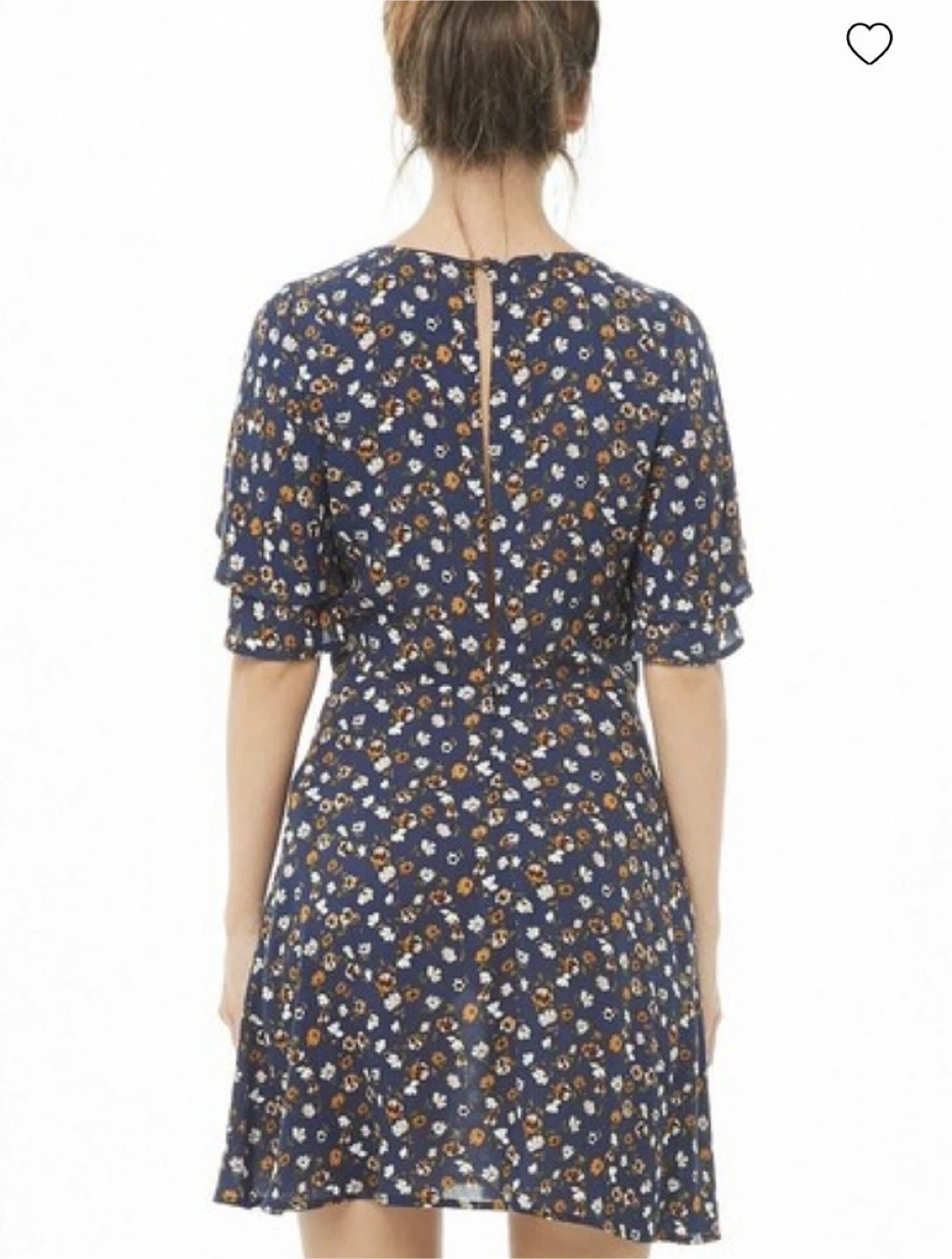 Navy Floral Print Mini Dress with Flutter Sleeves - photo 4