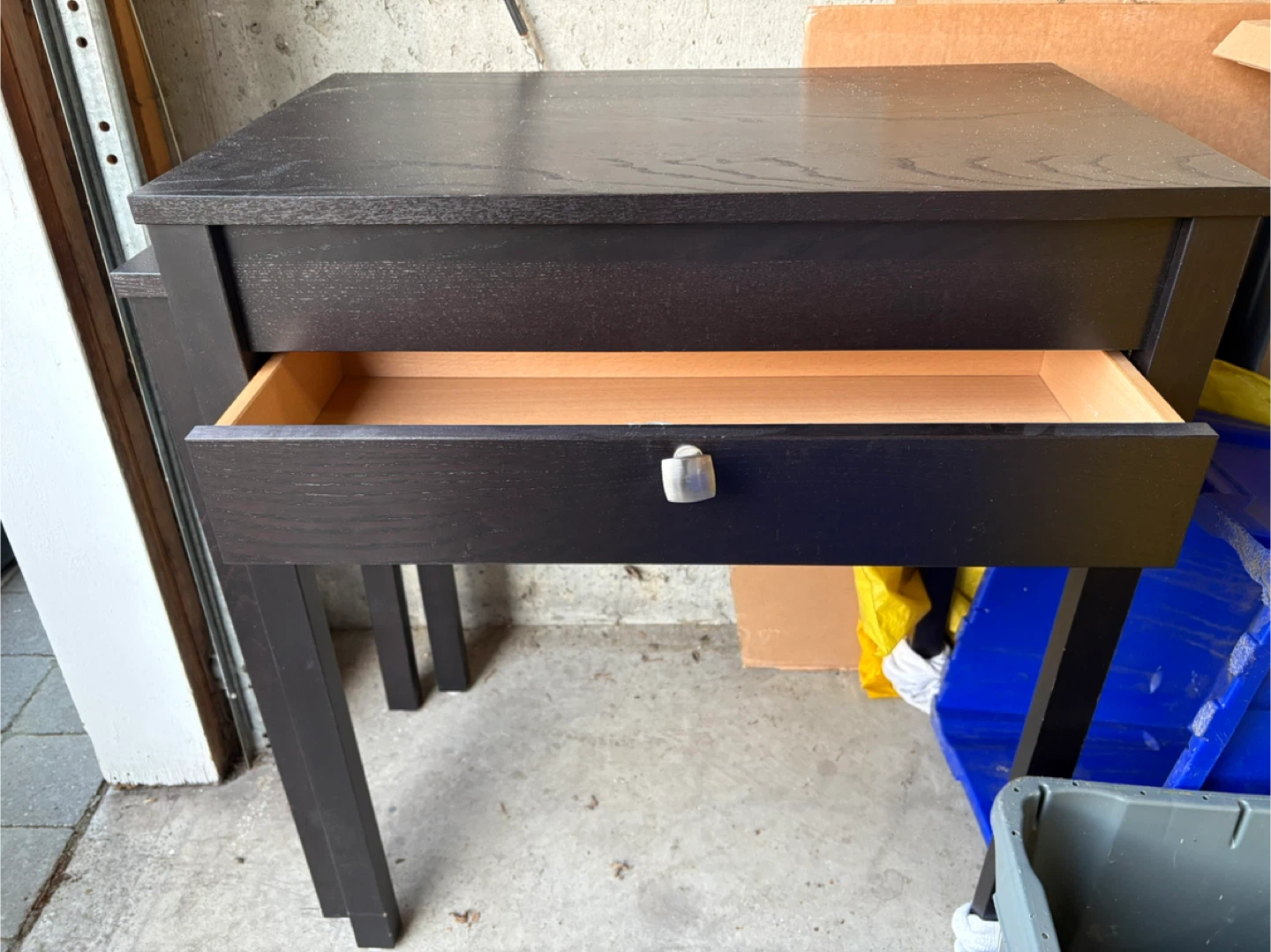 FCFS Black Two-Tiered Side Table with Drawer