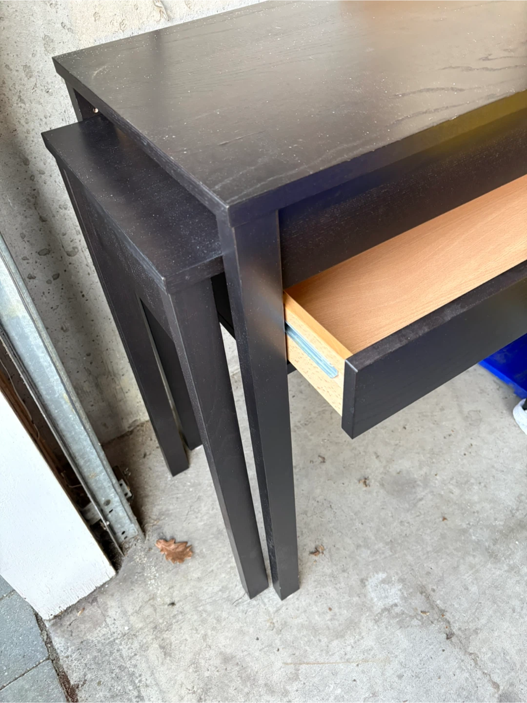 FCFS Black Two-Tiered Side Table with Drawer - photo 2