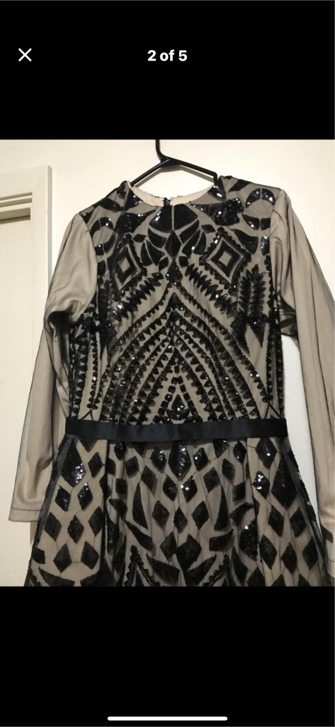 Black Sequin Mesh Evening Gown size L -xl - photo 2