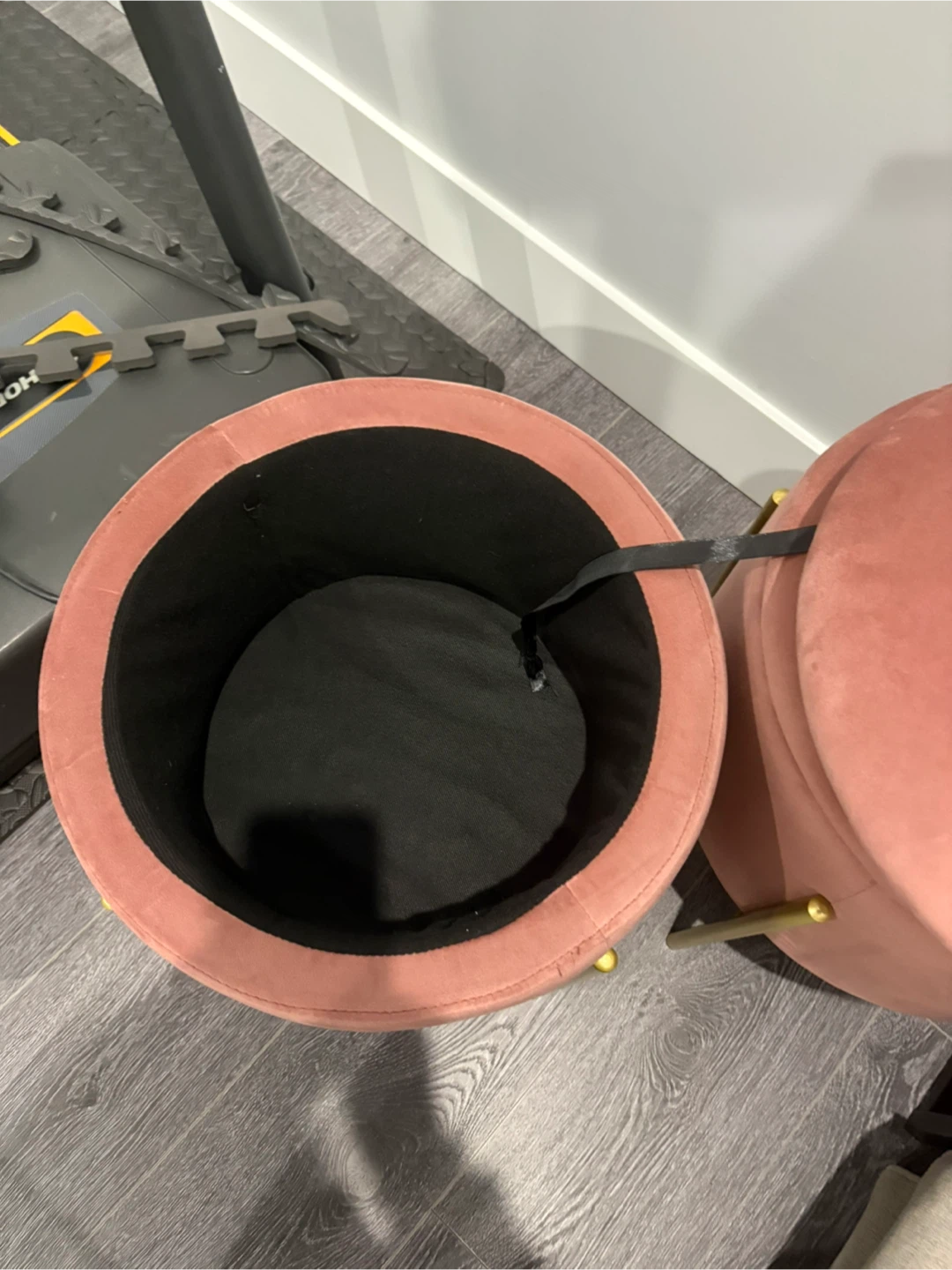 Pink Velvet Storage Ottoman Set - photo 3