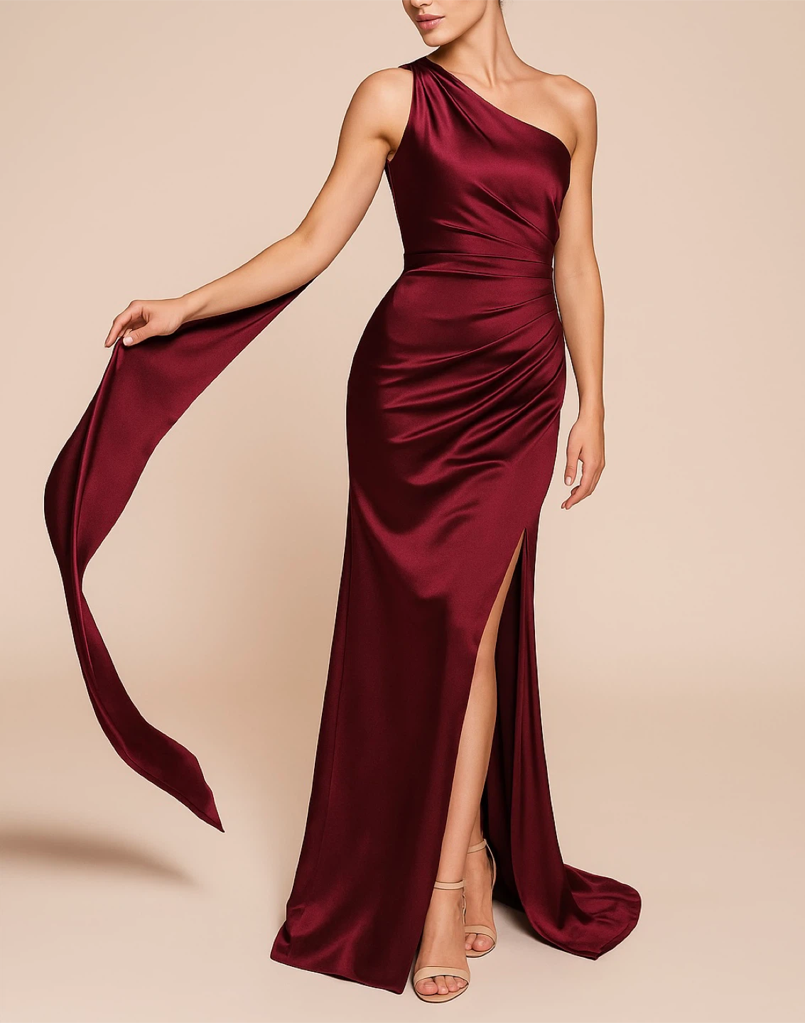 Champagne & Lace Burgundy Halter Dress - Size M