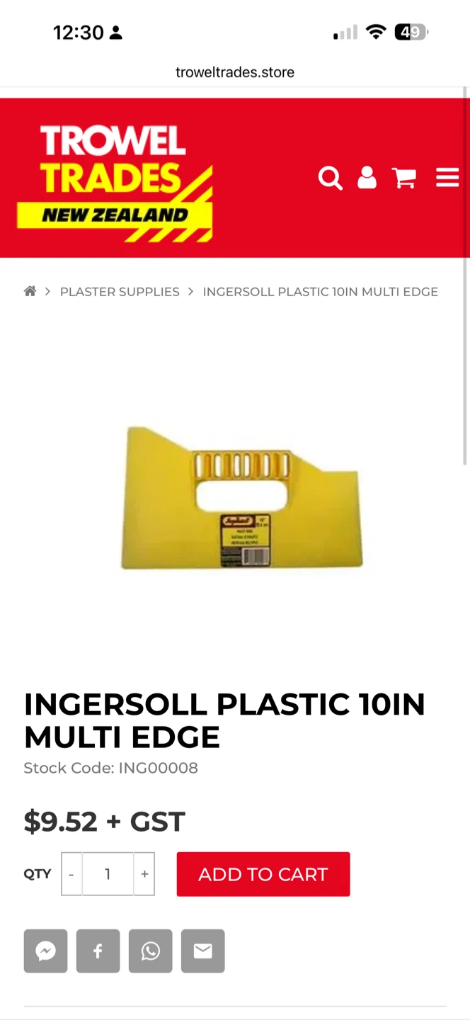Ingersoll Plastic 10 Inch Multi Edge Trowel