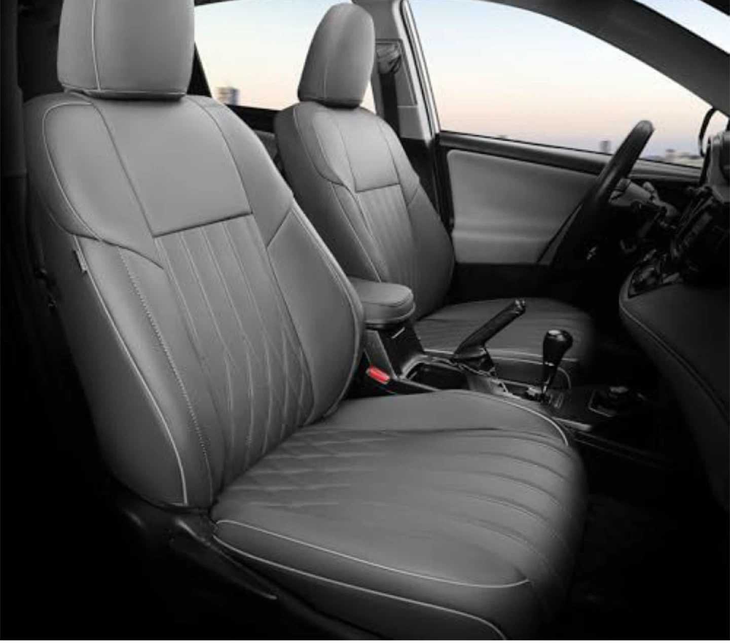 Gray Faux Leather Car Seat Covers for 2013-2018 Toyota