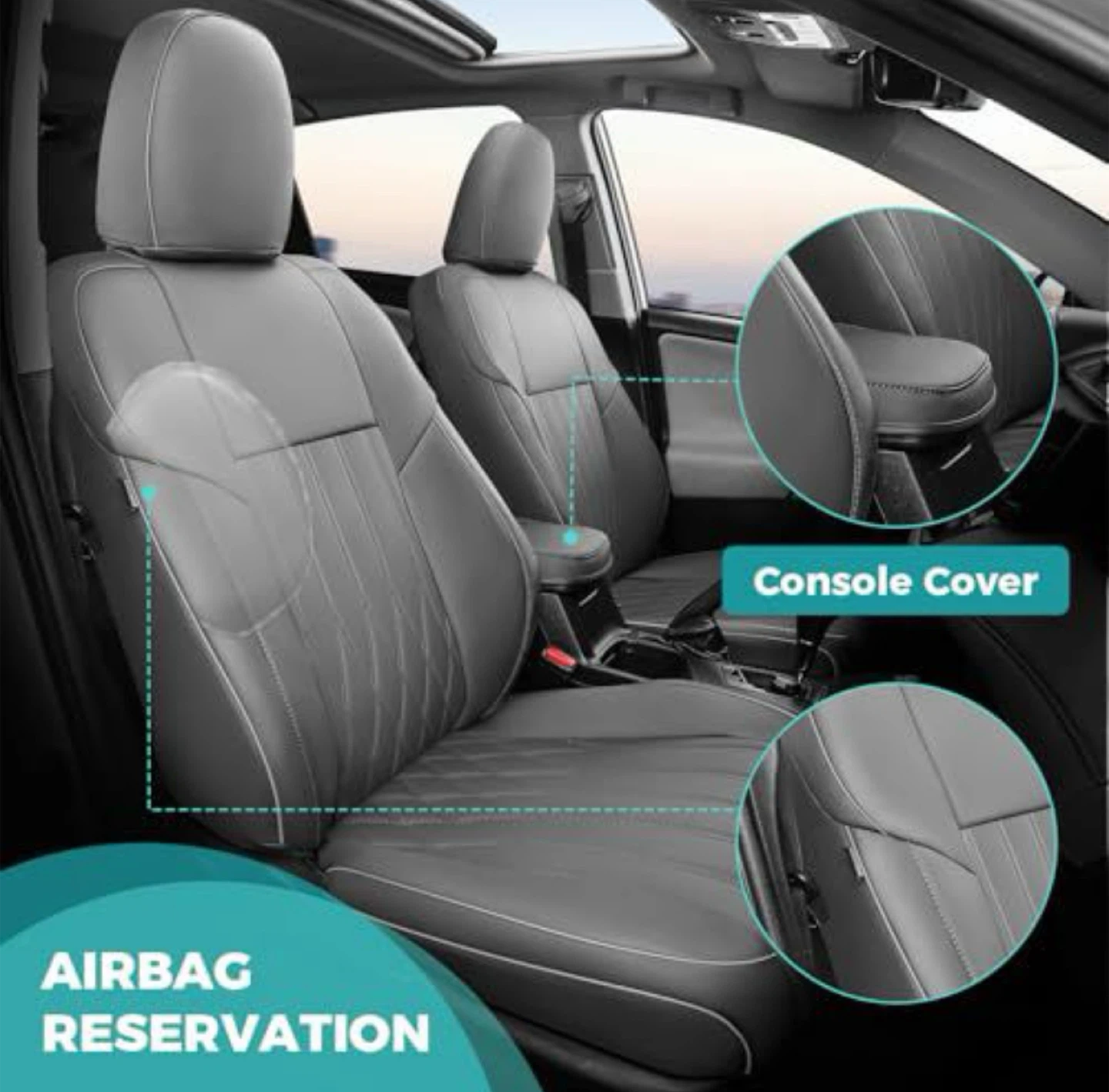 Gray Faux Leather Car Seat Covers for 2013-2018 Toyota - photo 2