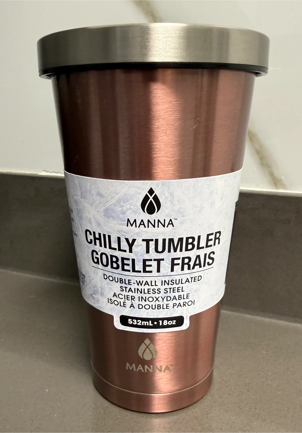 Manna Chilly Tumbler - Rose Gold 532mL/18oz