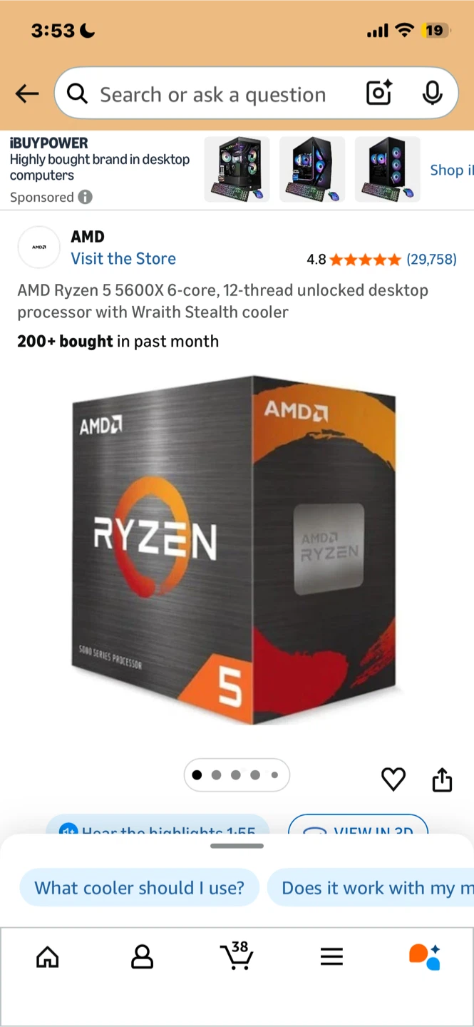 AMD Ryzen 5 5600X 6-core Unlocked Desktop Processor