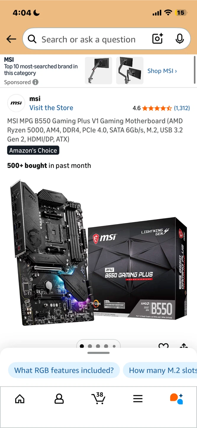 MSI MPG B550 Gaming Plus V1 Motherboard