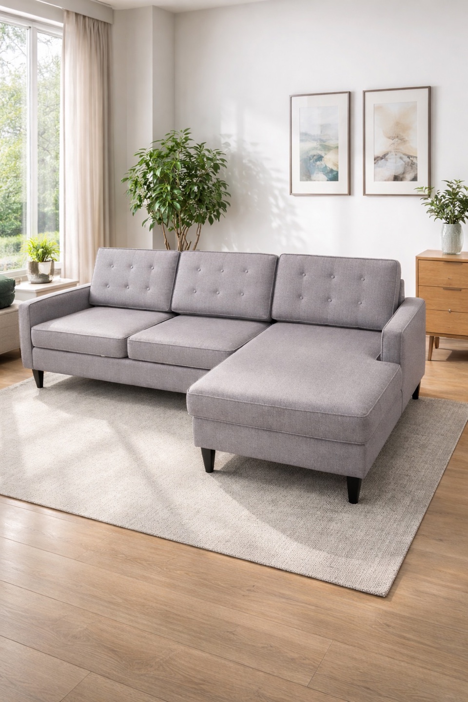 Grey Sectional Sofa with Chaise