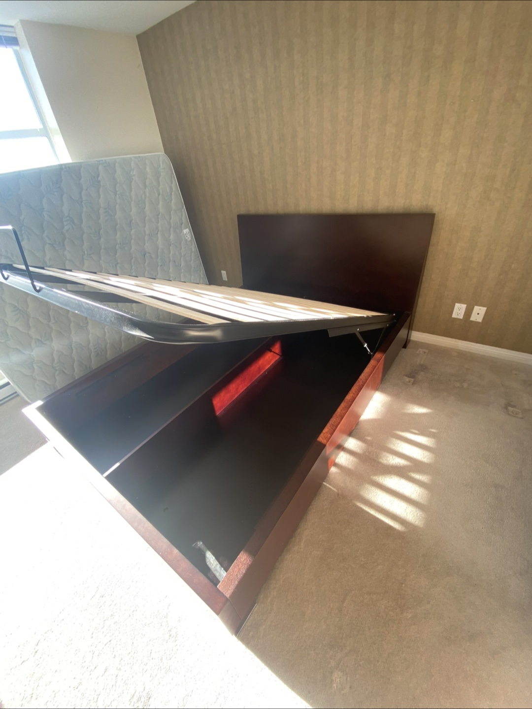 Mobital Queen Storage Bed Frame with Dark Wood Finish - photo 2
