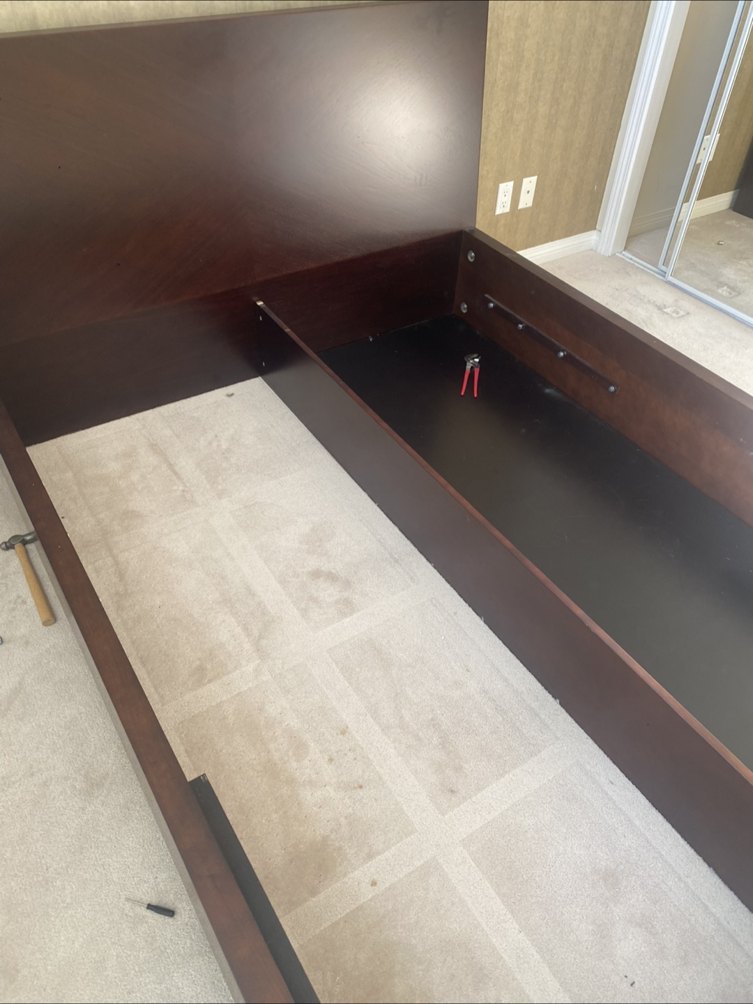 Mobital Queen Storage Bed Frame with Dark Wood Finish - photo 3