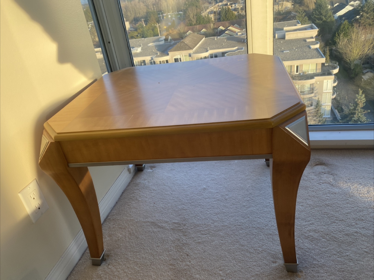 Wooden Accent Table with Silver Accents - photo 2
