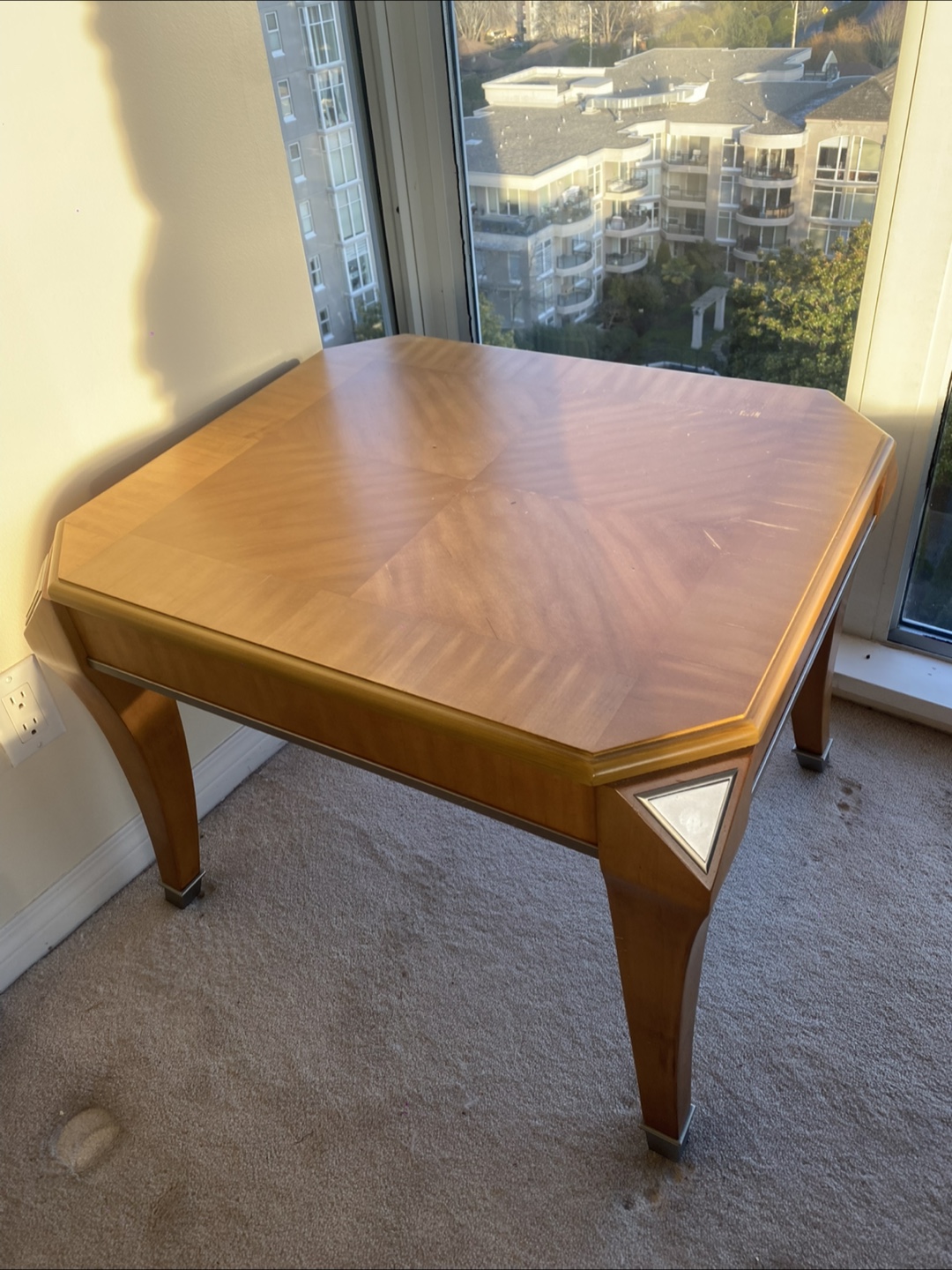 Wooden Accent Table with Silver Accents
