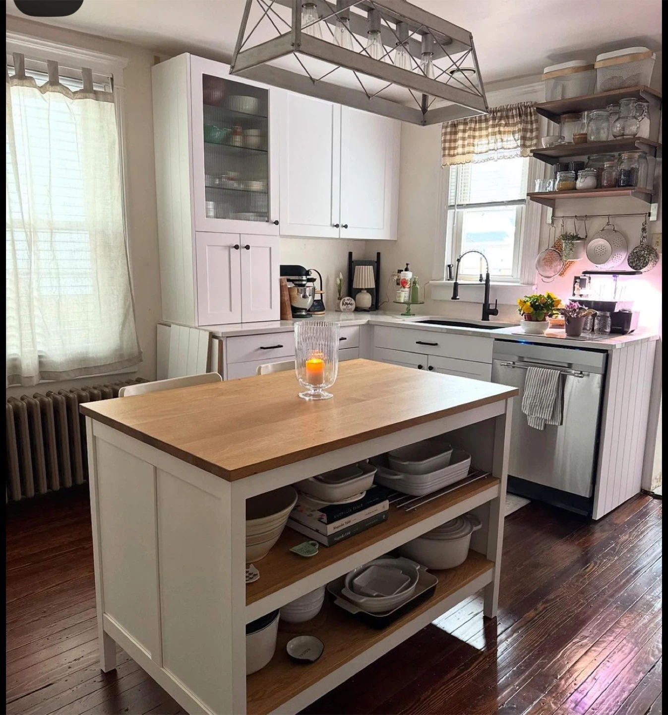 White Kitchen Island with Wood Top - photo 3