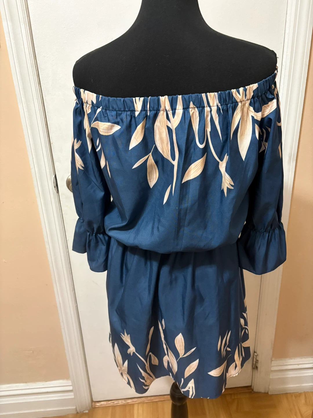 Blue Floral Off-the-Shoulder Dress Size S - photo 4