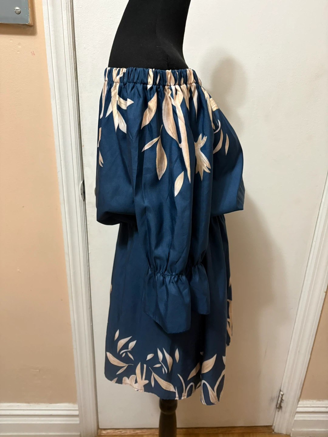 Blue Floral Off-the-Shoulder Dress Size S - photo 2