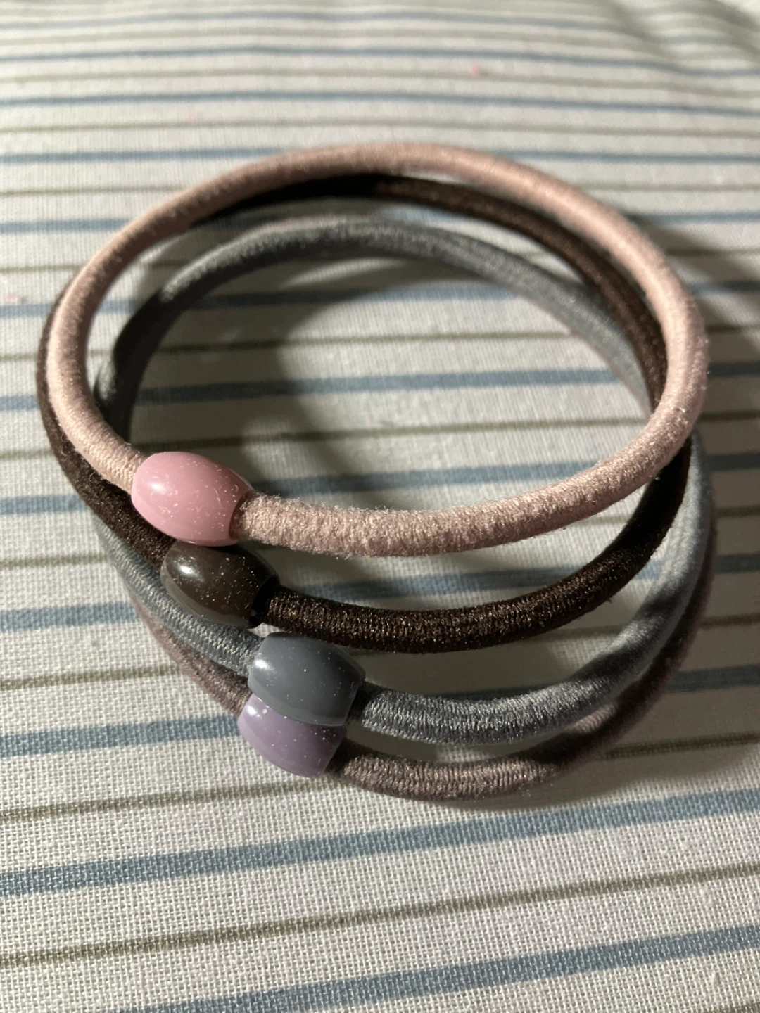 Set of 4 Fabric Hair Ties with Beads