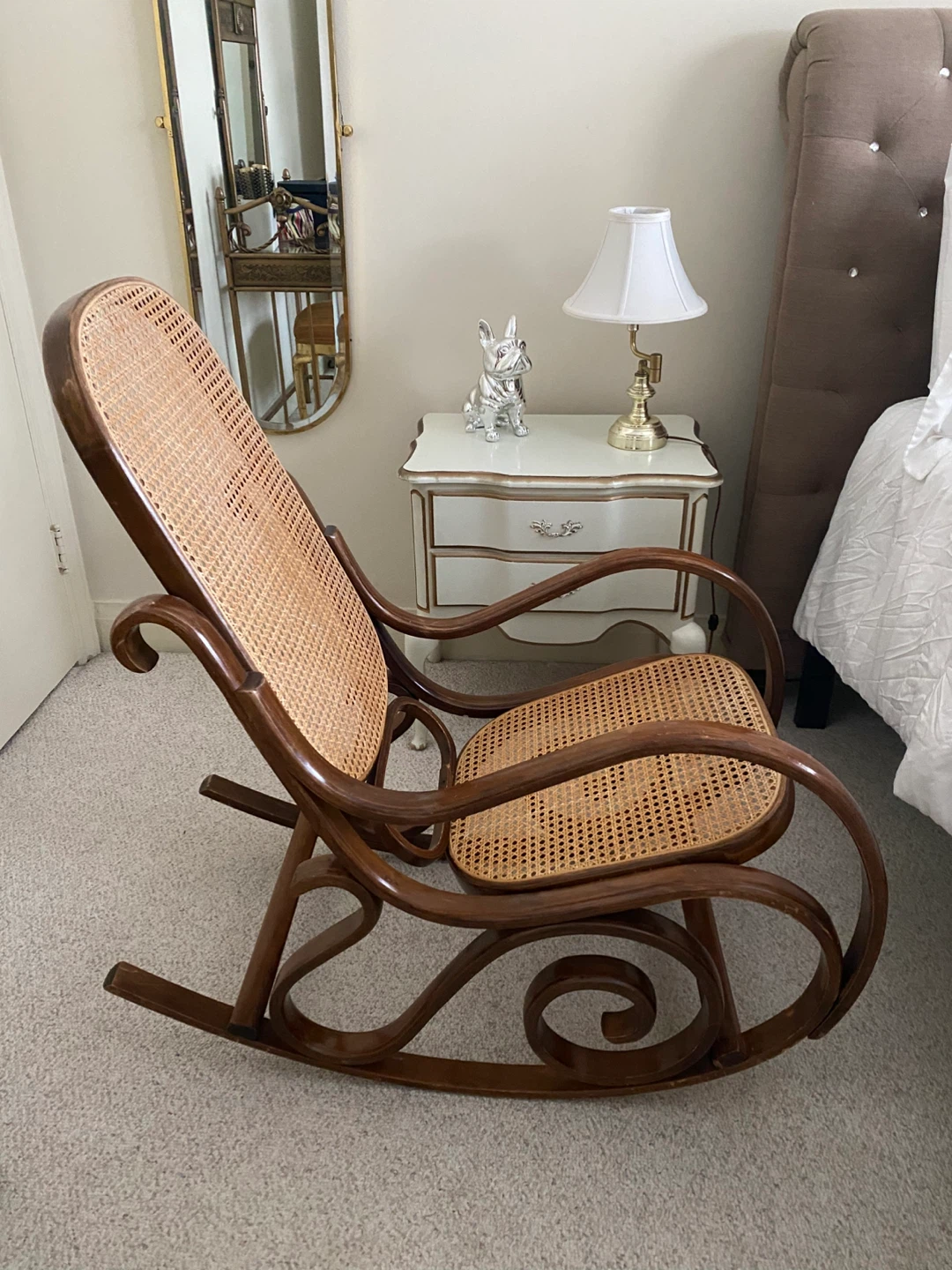 Vintage Wooden Rocking Chair with Cane Seat and Back - photo 4