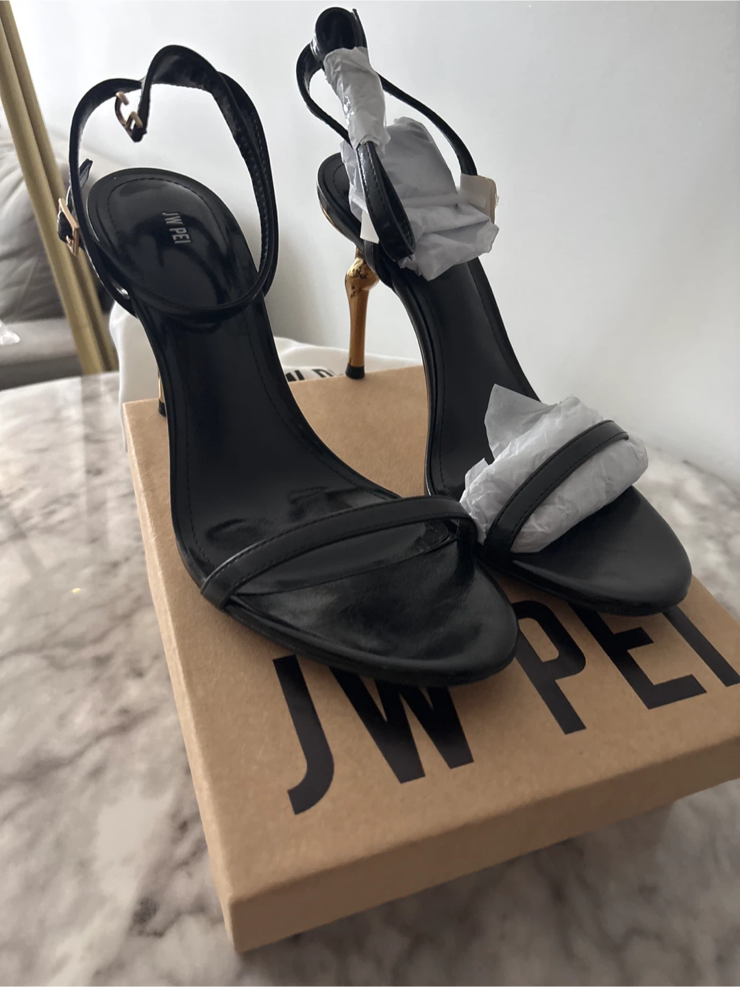JW PEI Black Patent Leather Ankle Strap Heels - photo 2