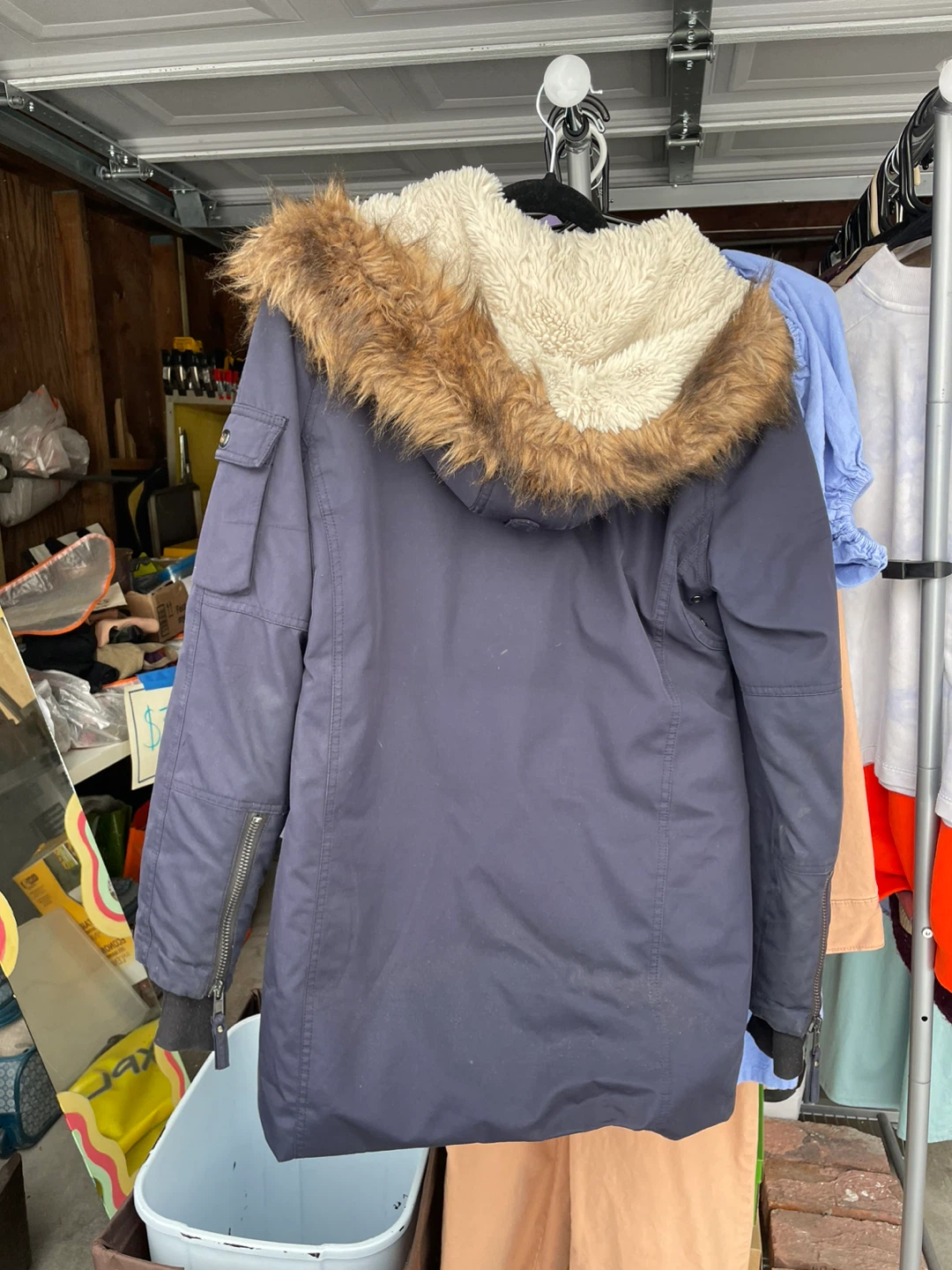 13/NYC Navy Blue Parka Jacket with Faux Fur Hood - Size S - photo 2