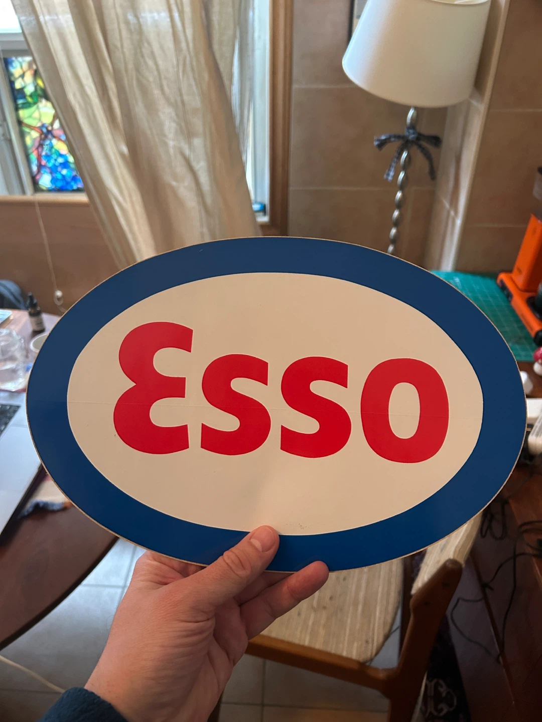 Vintage Large Esso Oval Sticker Decal