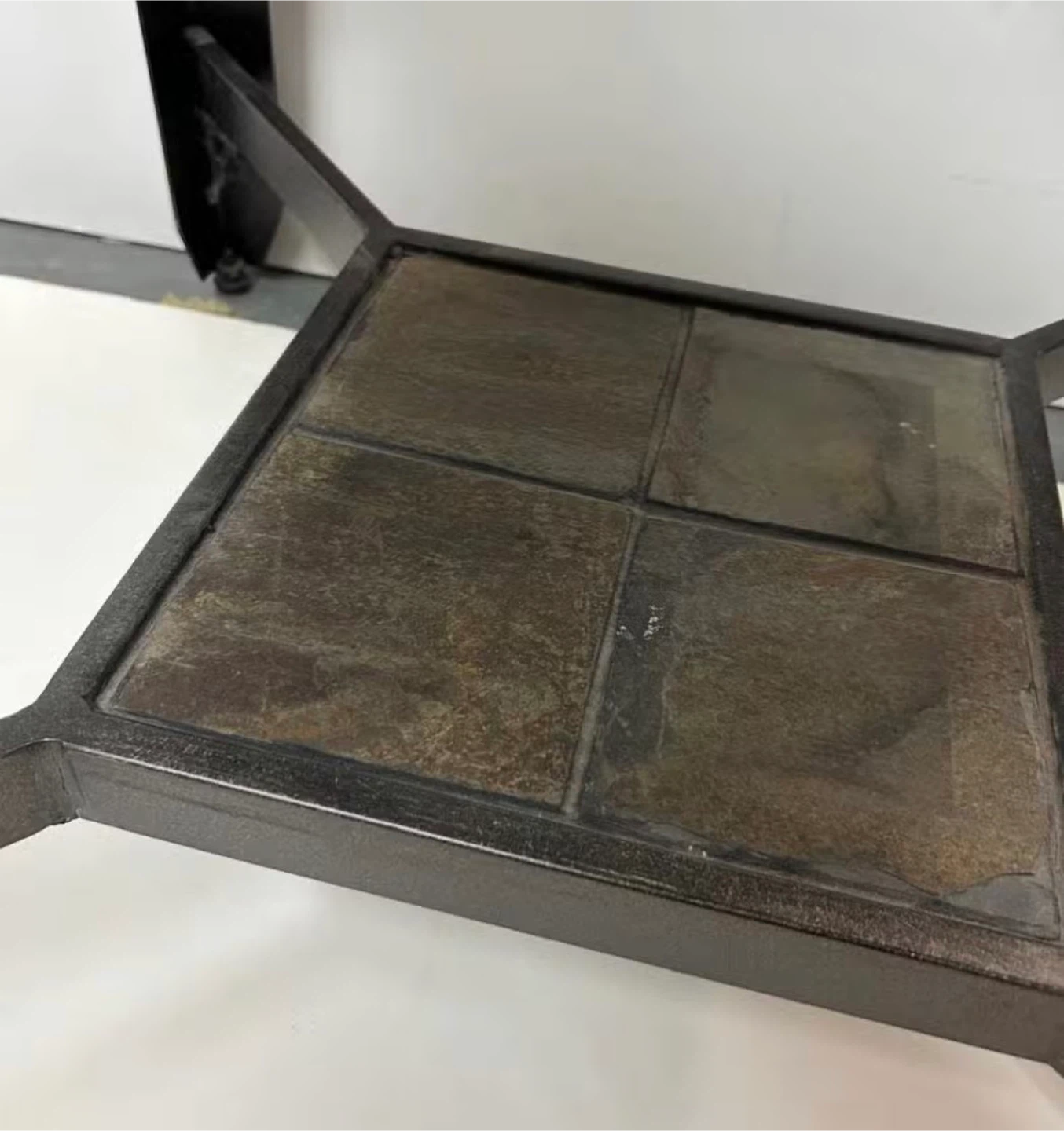 Square End Table with Slate and Glass Top - photo 4