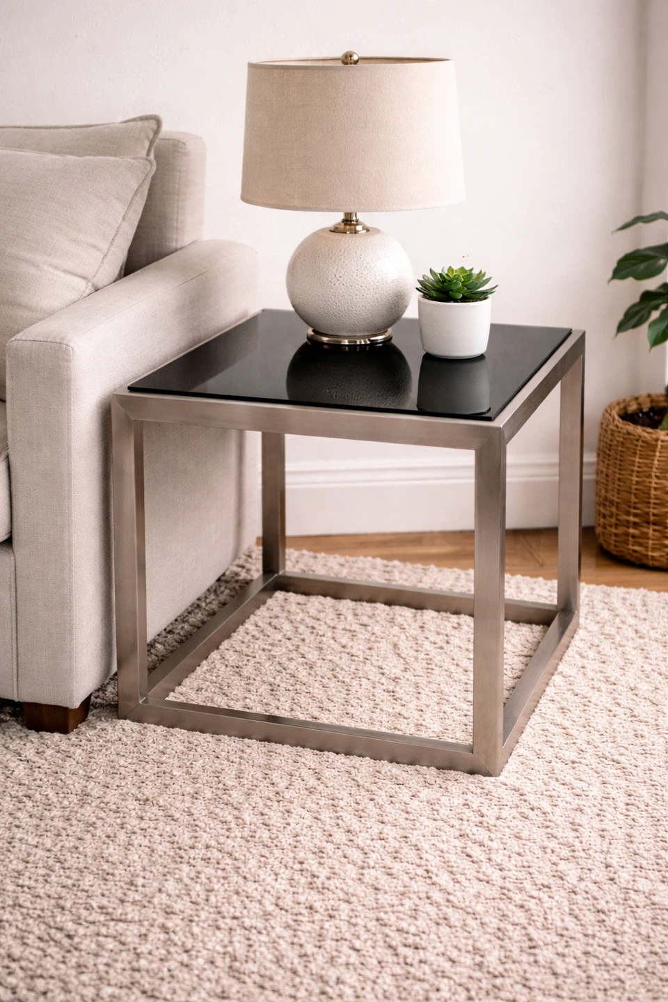 End Table with Tempered Glass Top