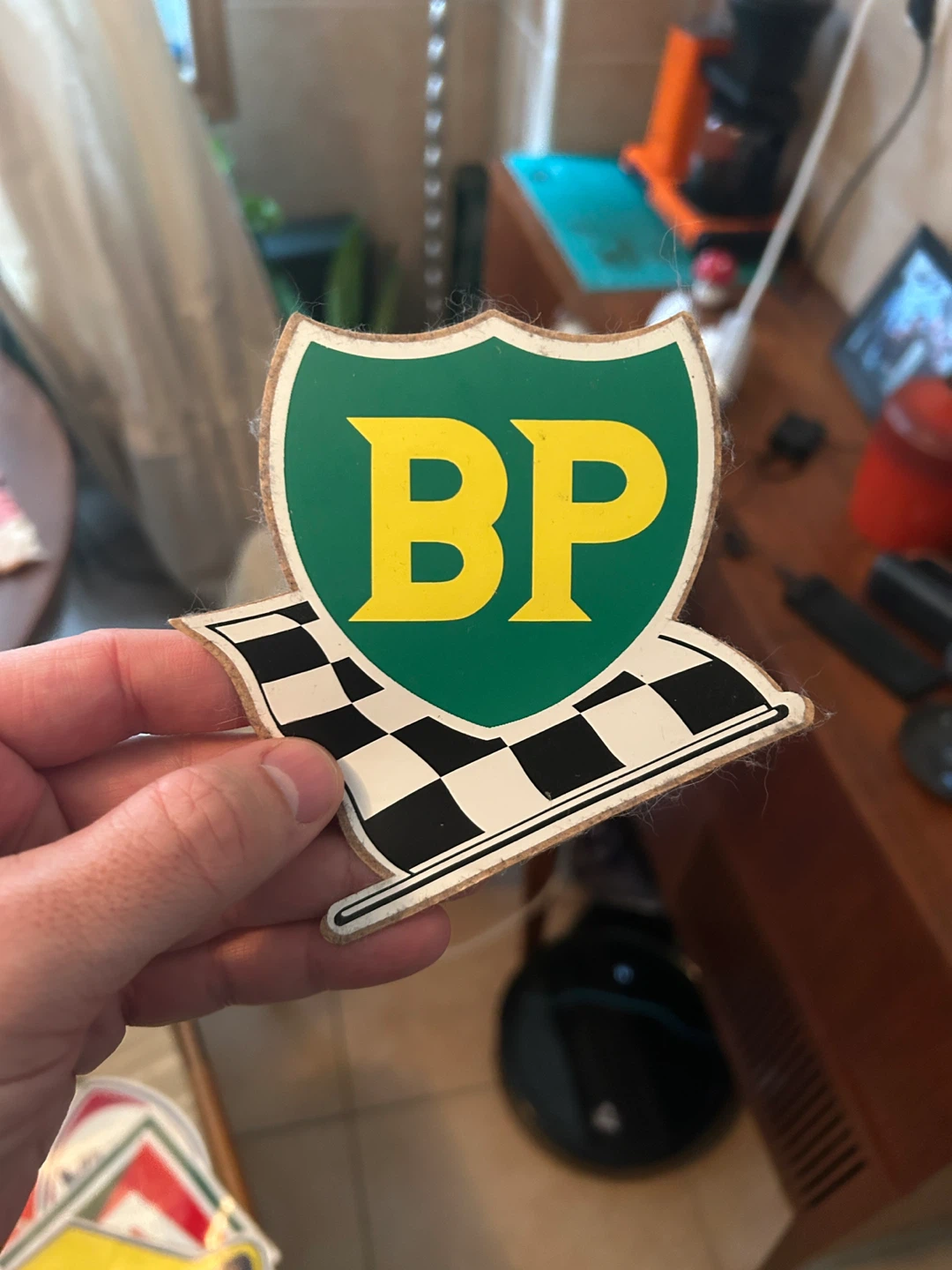 Vintage BP Racing Flag Sticker Medium Size