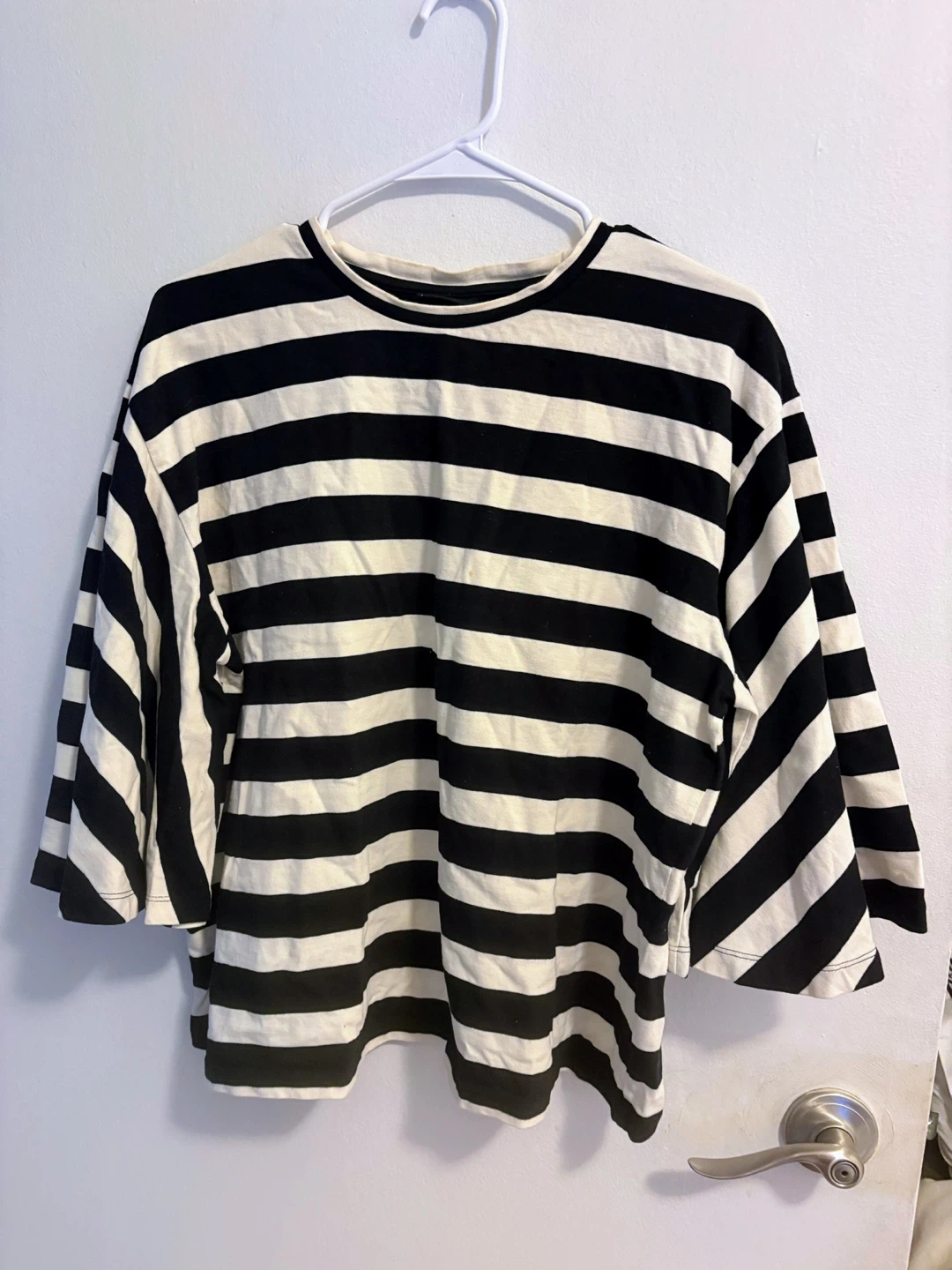 WHO WHAT WEAR Striped Bell Sleeve Top XXL