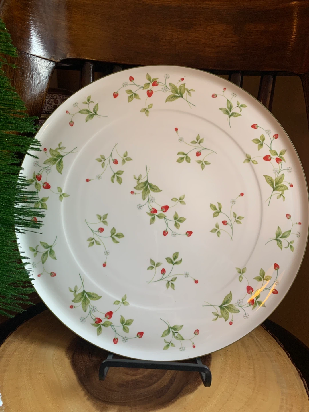 Vintage Royal Bone China Strawberry Field Cake Plate