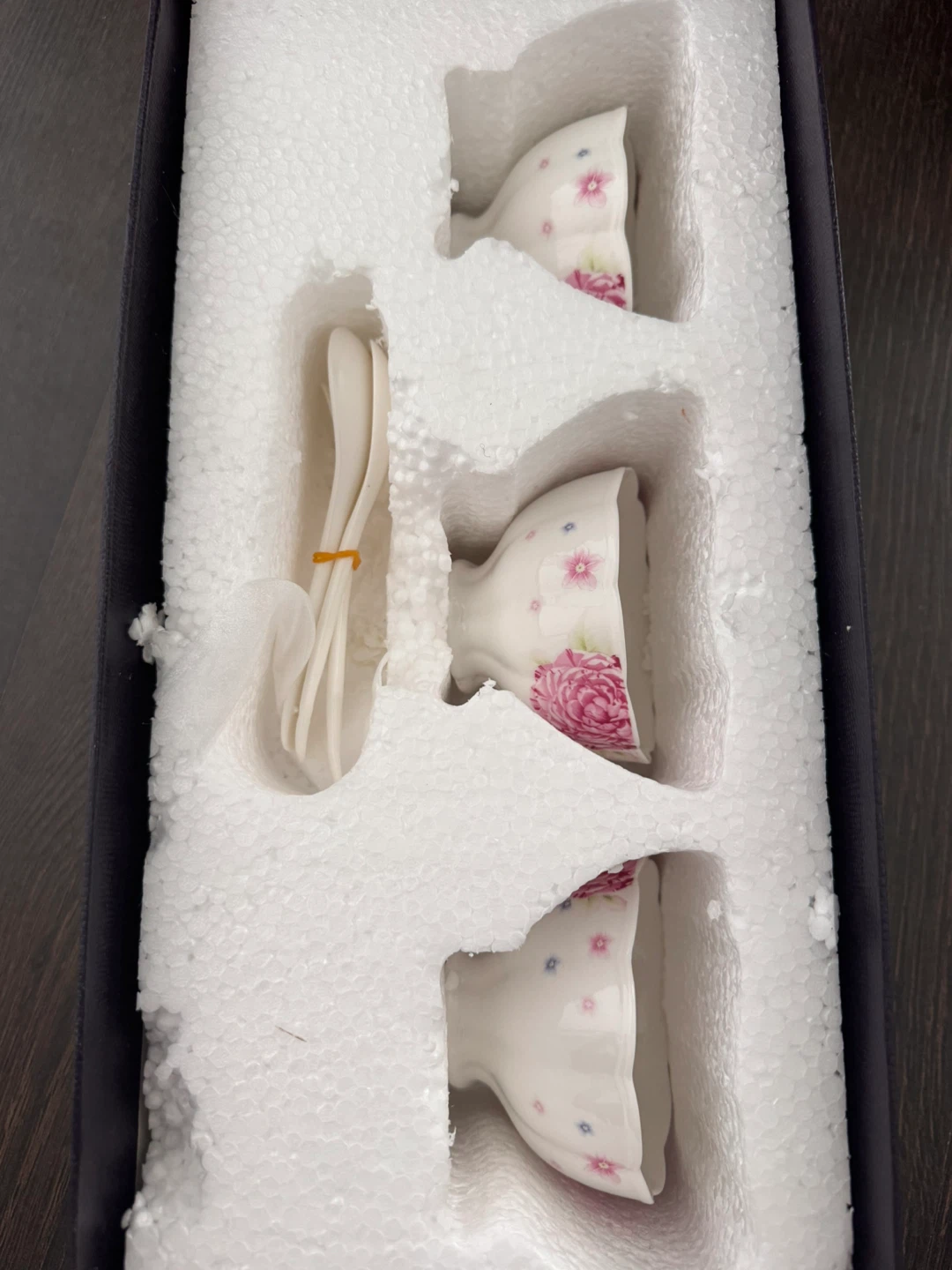 Floral Dessert Bowls with Spoons (Set of 3)