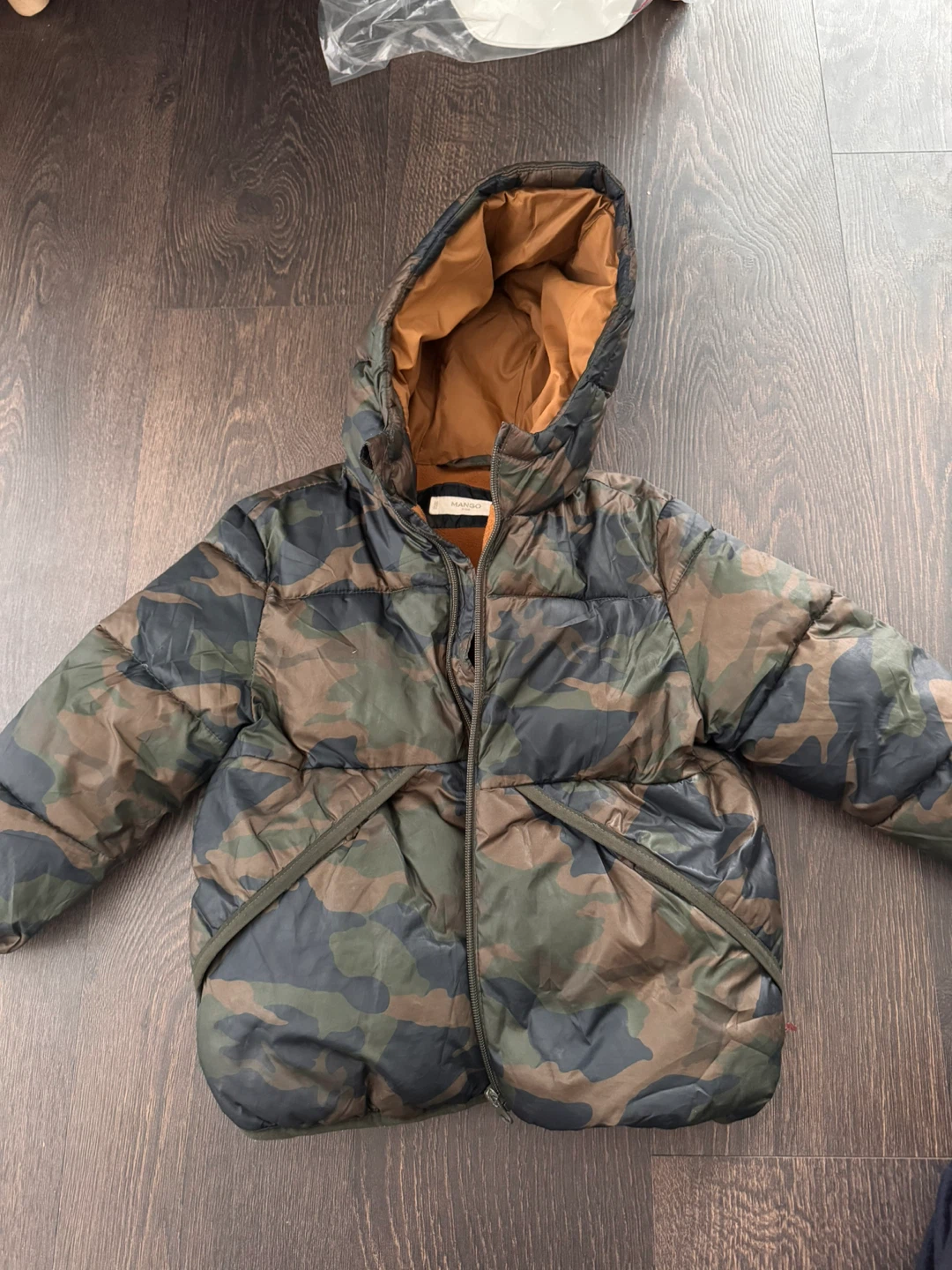 Mango Kids Camouflage Puffer Jacket - Size 4/5