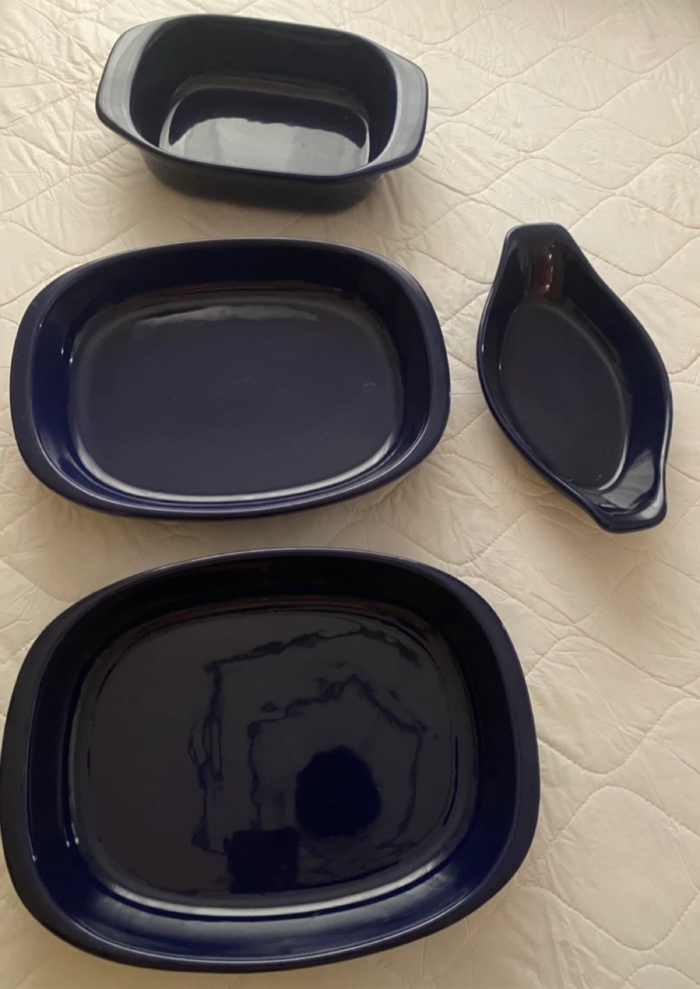 Set of 4 Blue Ceramic Baking Dishes