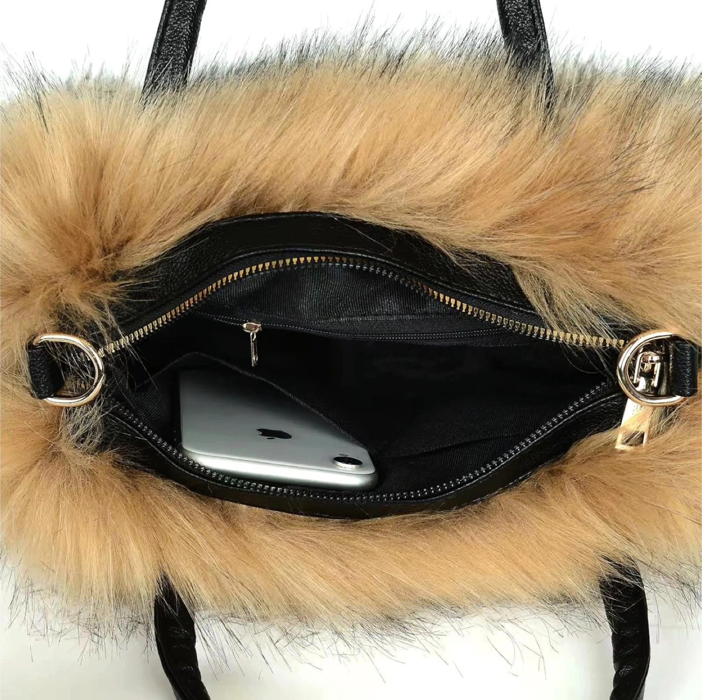 Faux Fur Tote Bag - Brown - photo 2