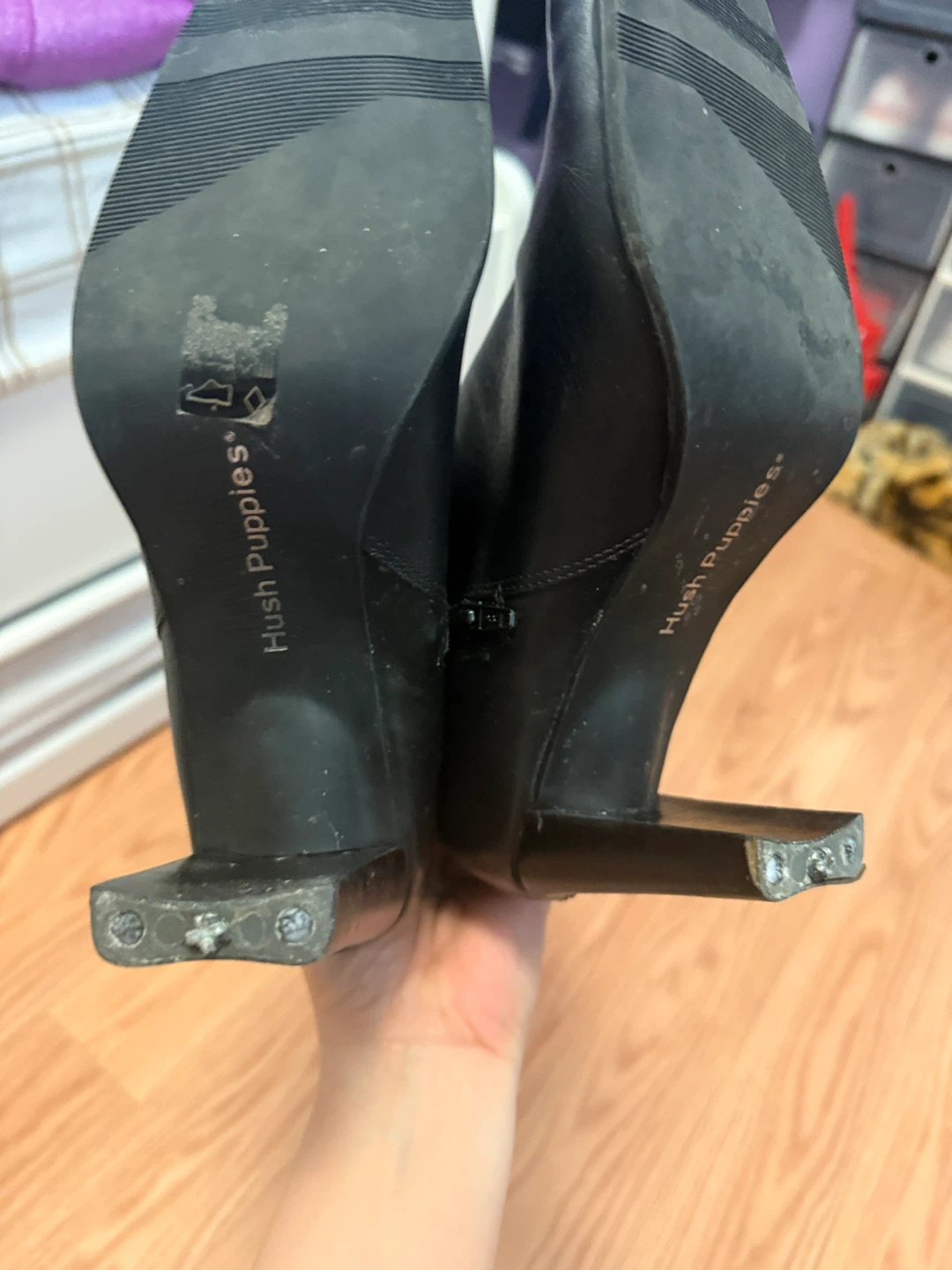 Black Leather Ankle Boots - Hush Puppies - photo 2