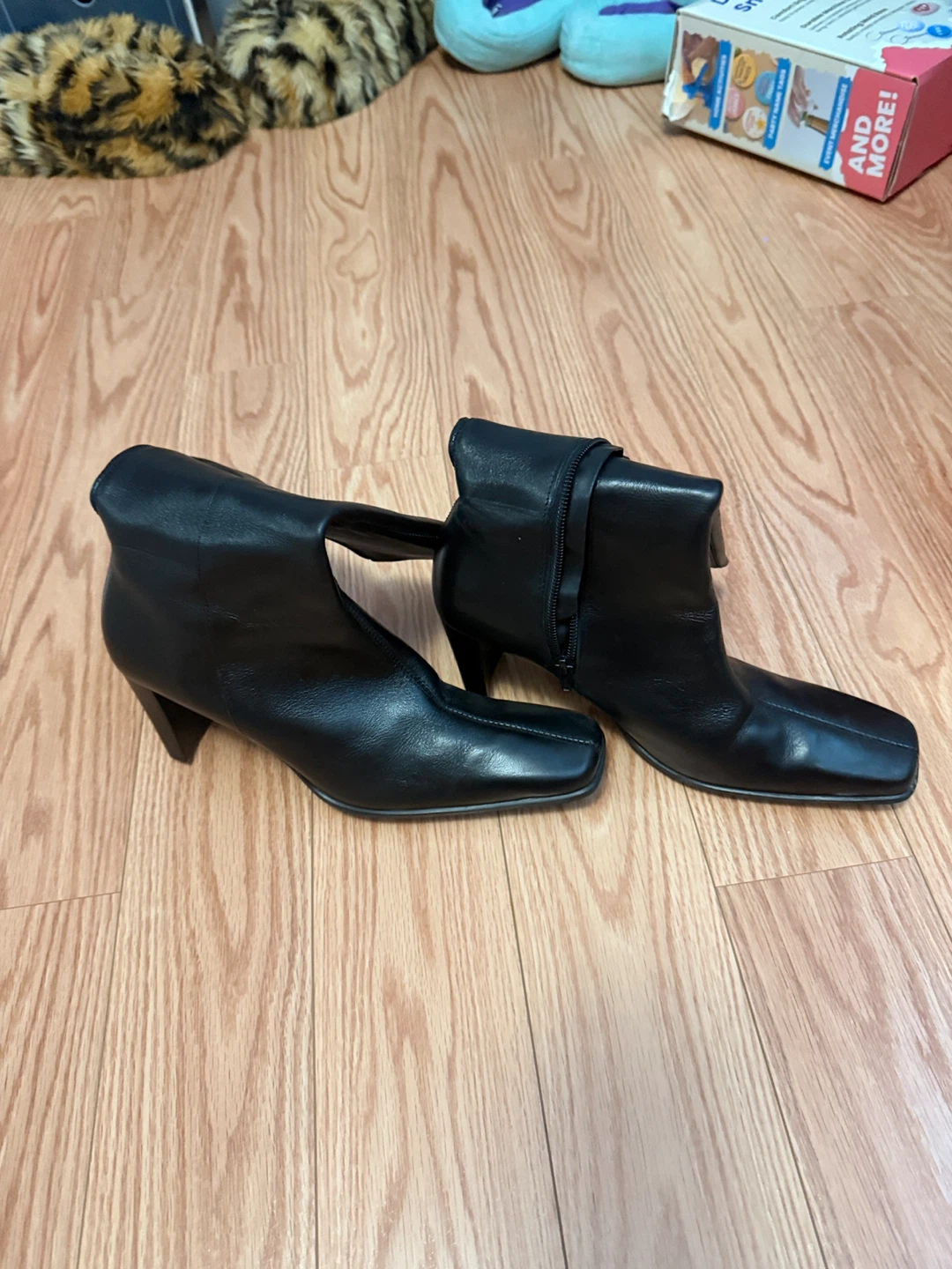 Black Leather Ankle Boots - Hush Puppies