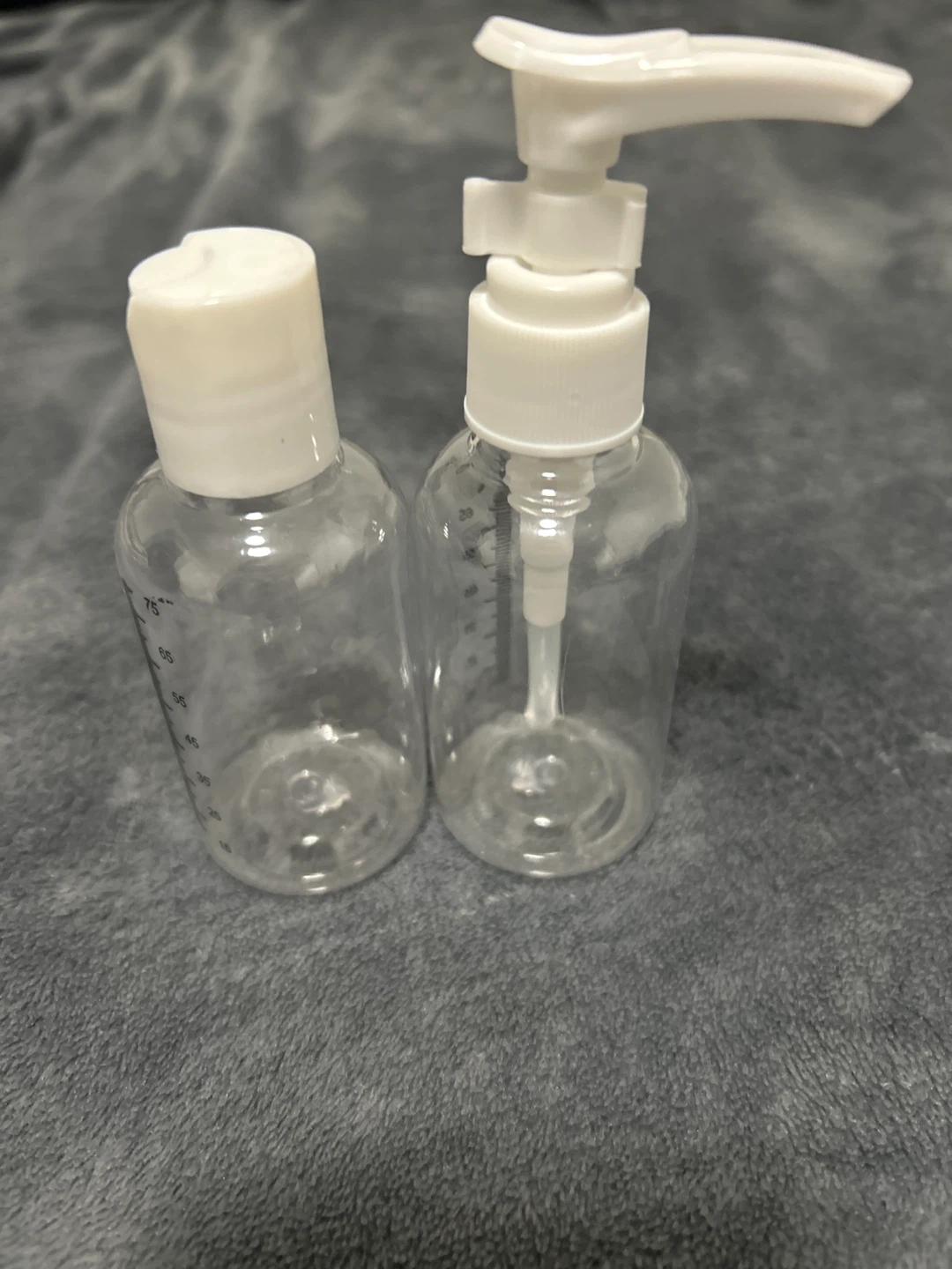 Set of 2 Travel Size Clear Plastic Bottles with Pumps & Caps - photo 2