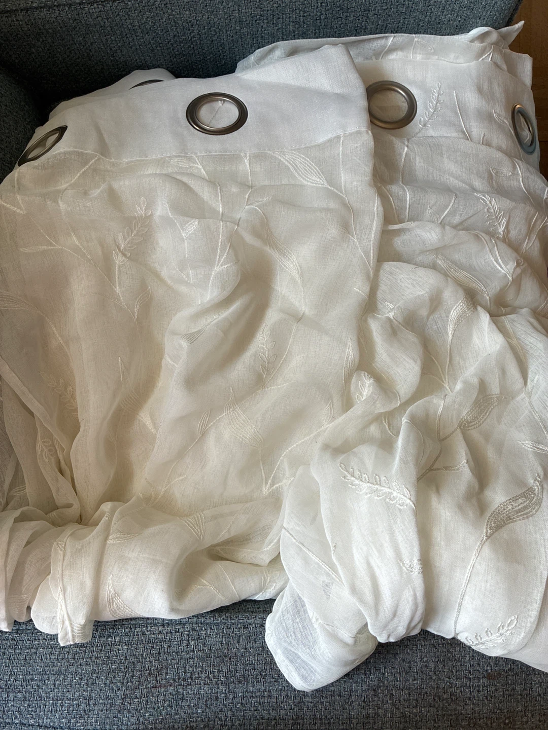 White Sheer Embroidered Leaf Curtains (2 Panels)🧡