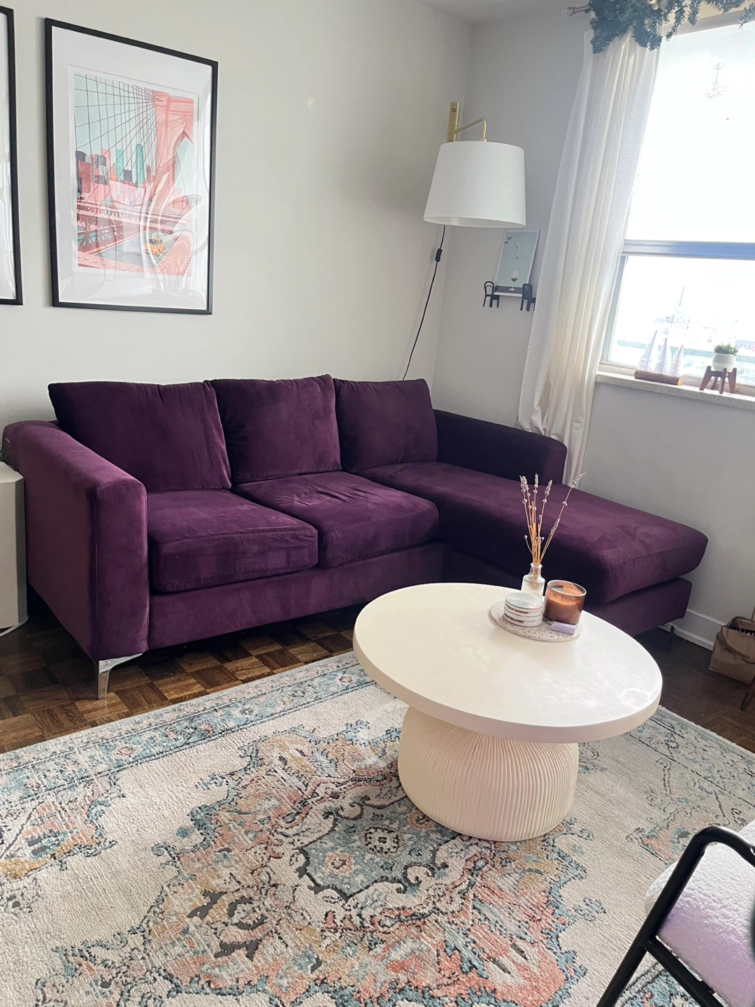 Purple Velvet Sectional Sofa Bed