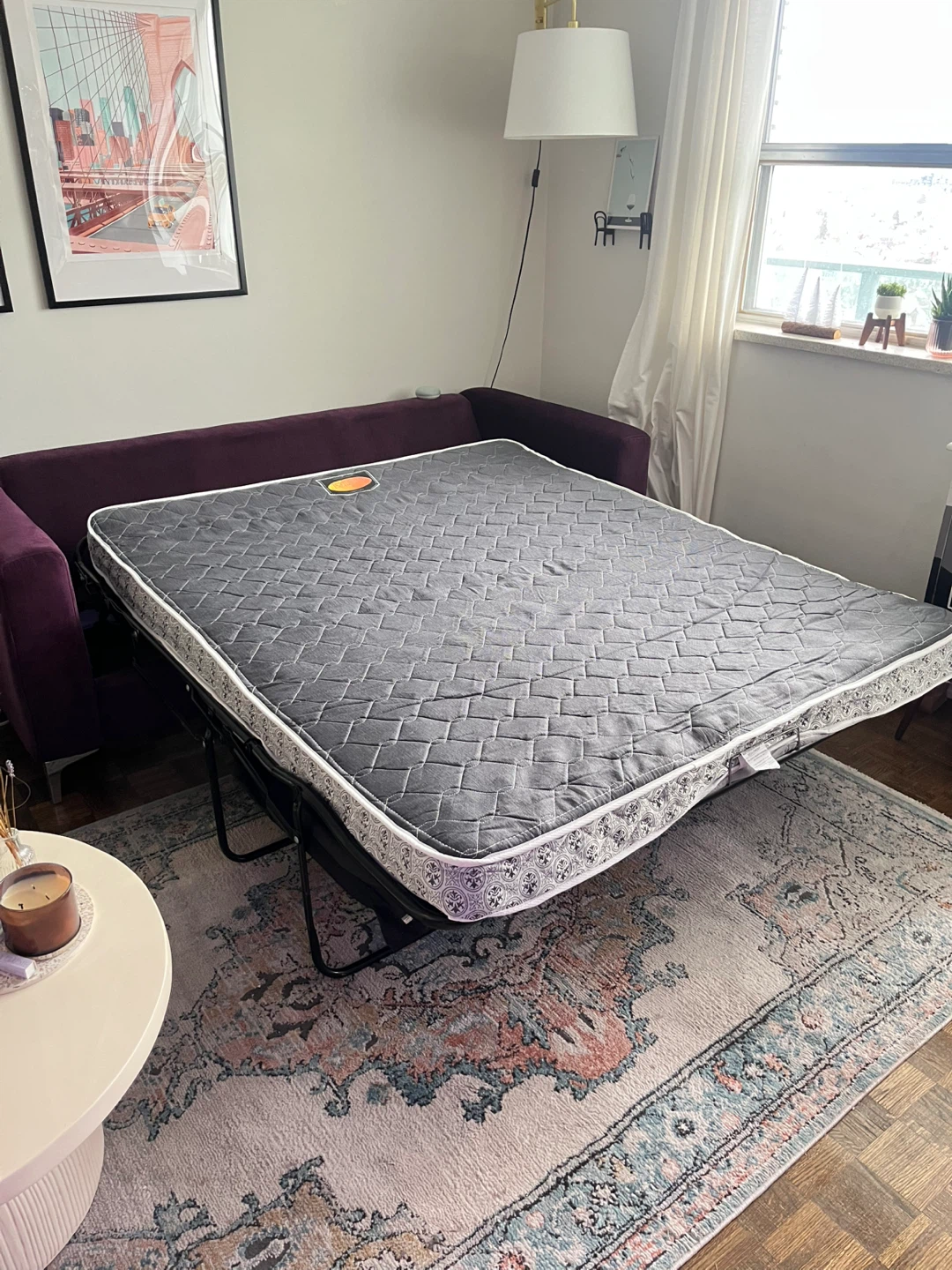 Purple Velvet Sectional Sofa Bed - photo 5