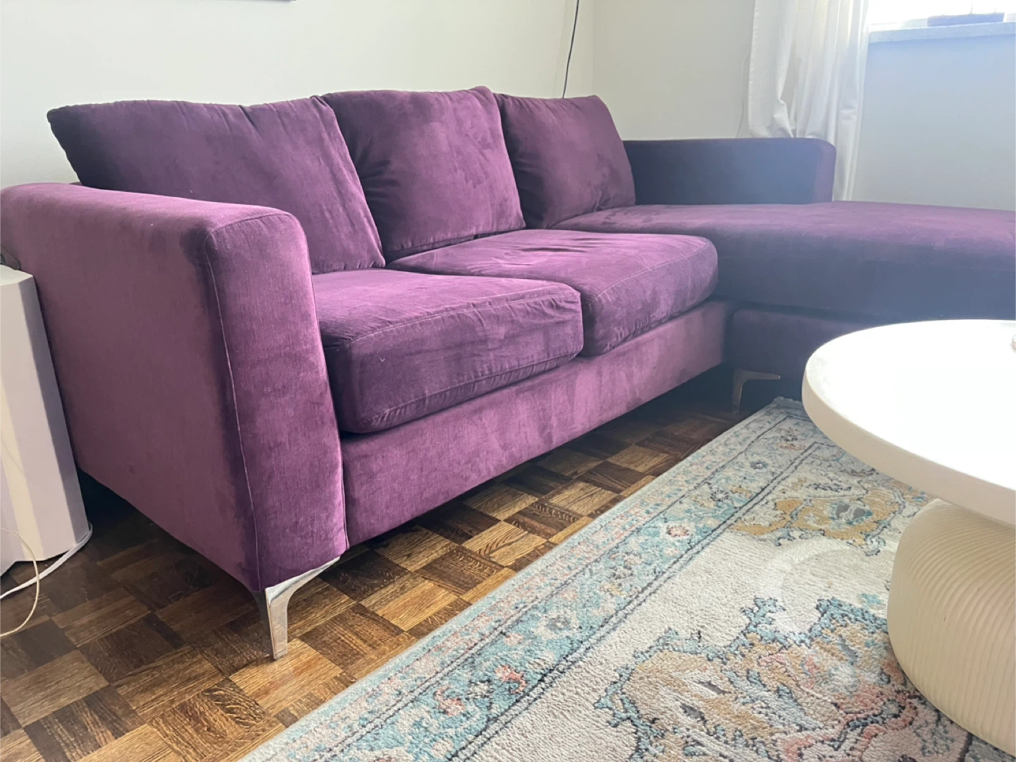 Purple Velvet Sectional Sofa Bed - photo 3